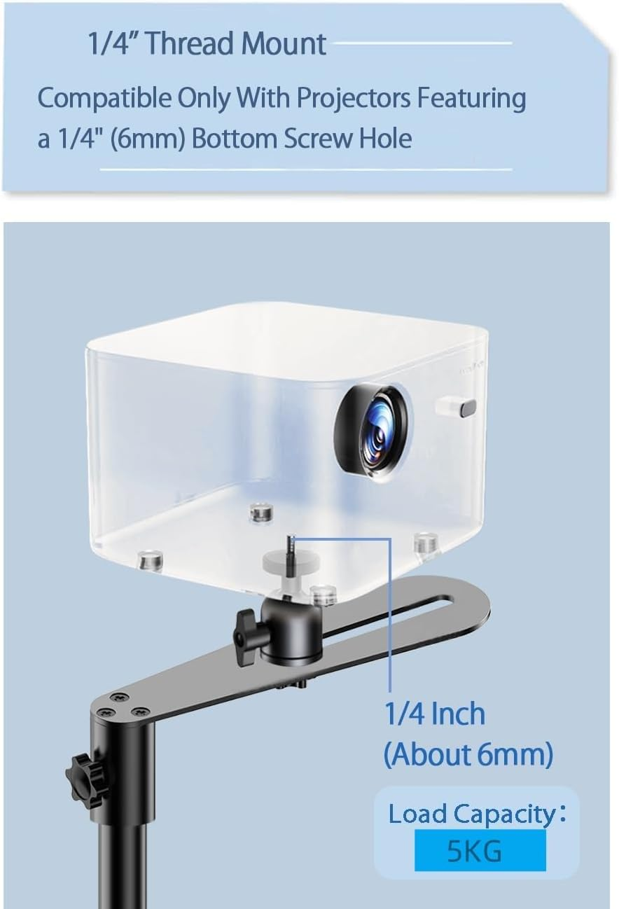 Projector Stand, Floor Mount with Adjustable Height 50-135Cm, Universal Projector Ceiling Mount 360&deg; Rotatable for Home & Office (Black-135Cm) image number 3