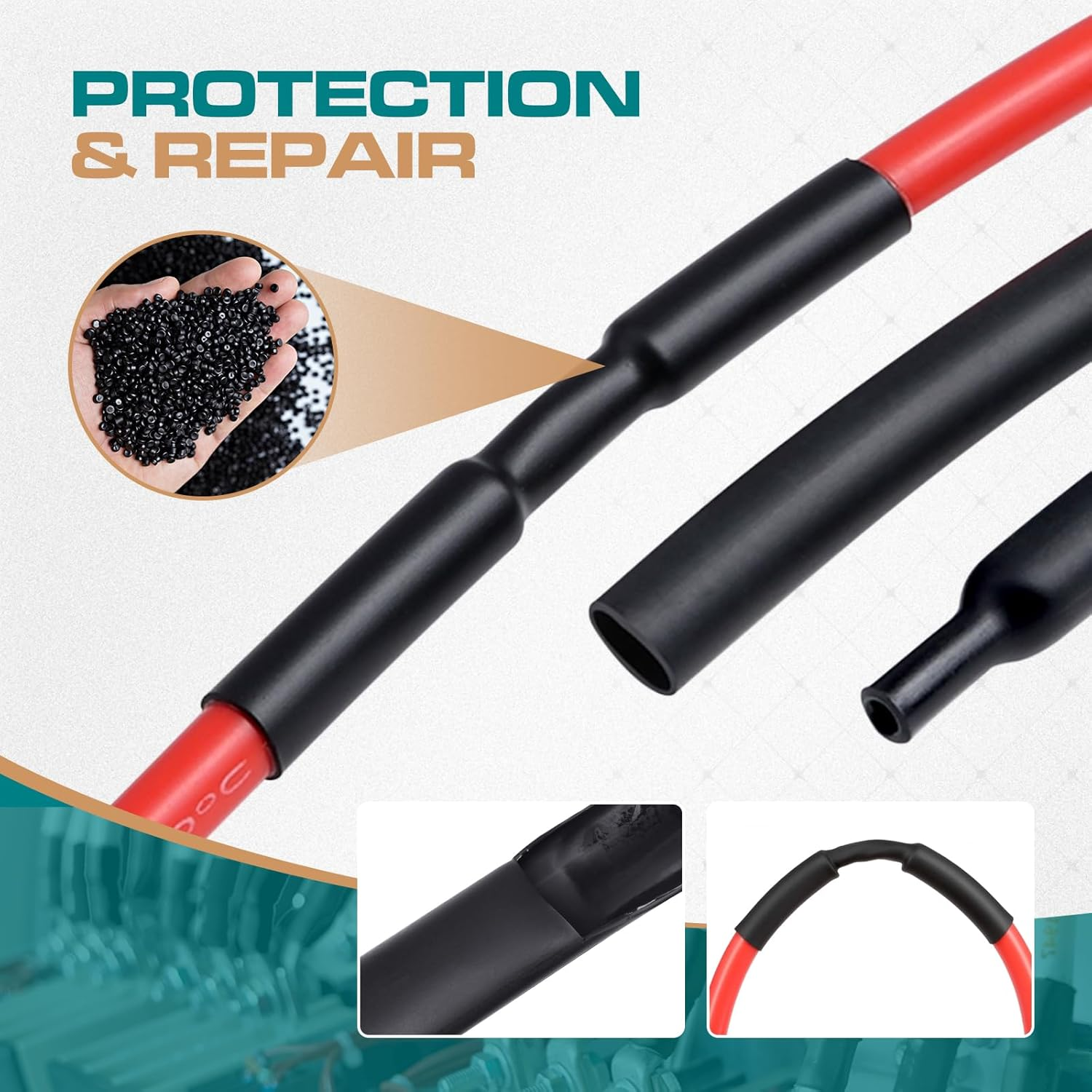 Uexplore-Oz 4:1 Heat Shrink Tubing - Marine Grade Waterproof Dual Wall Adhesive Lined Insulation Wrap, Heat Shrink Wrap Cable Sleeve for Industrial Home Improvement (Black, 16Mm-3M)