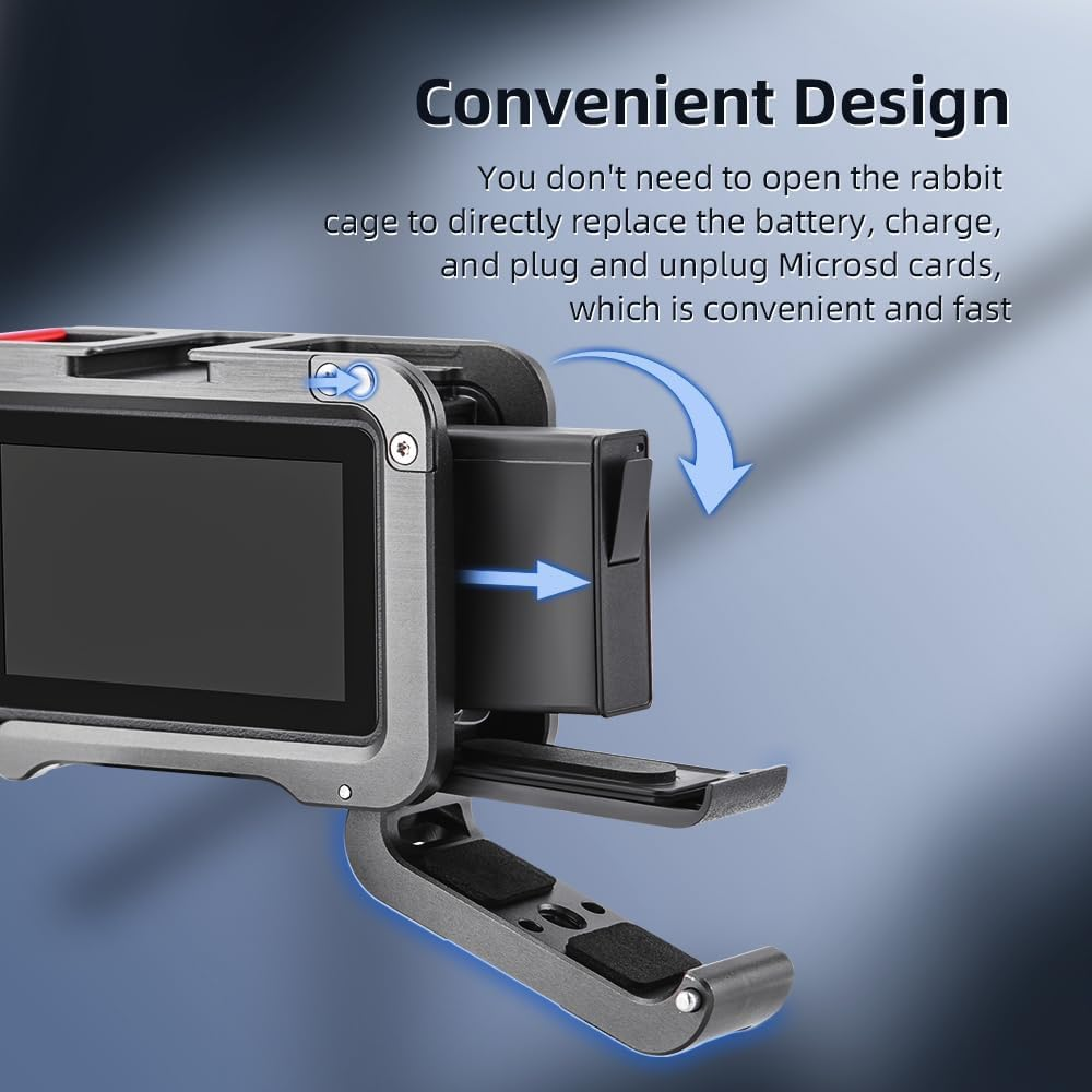 Metal Cage for DJI Osmo Action 5 Pro, Protective Cage for Osmo Action 4/ Action 3, Multifunction Protective Frame Case Aluminum Housing Camera Expansion Protector, with 1/4 Cold Shoe