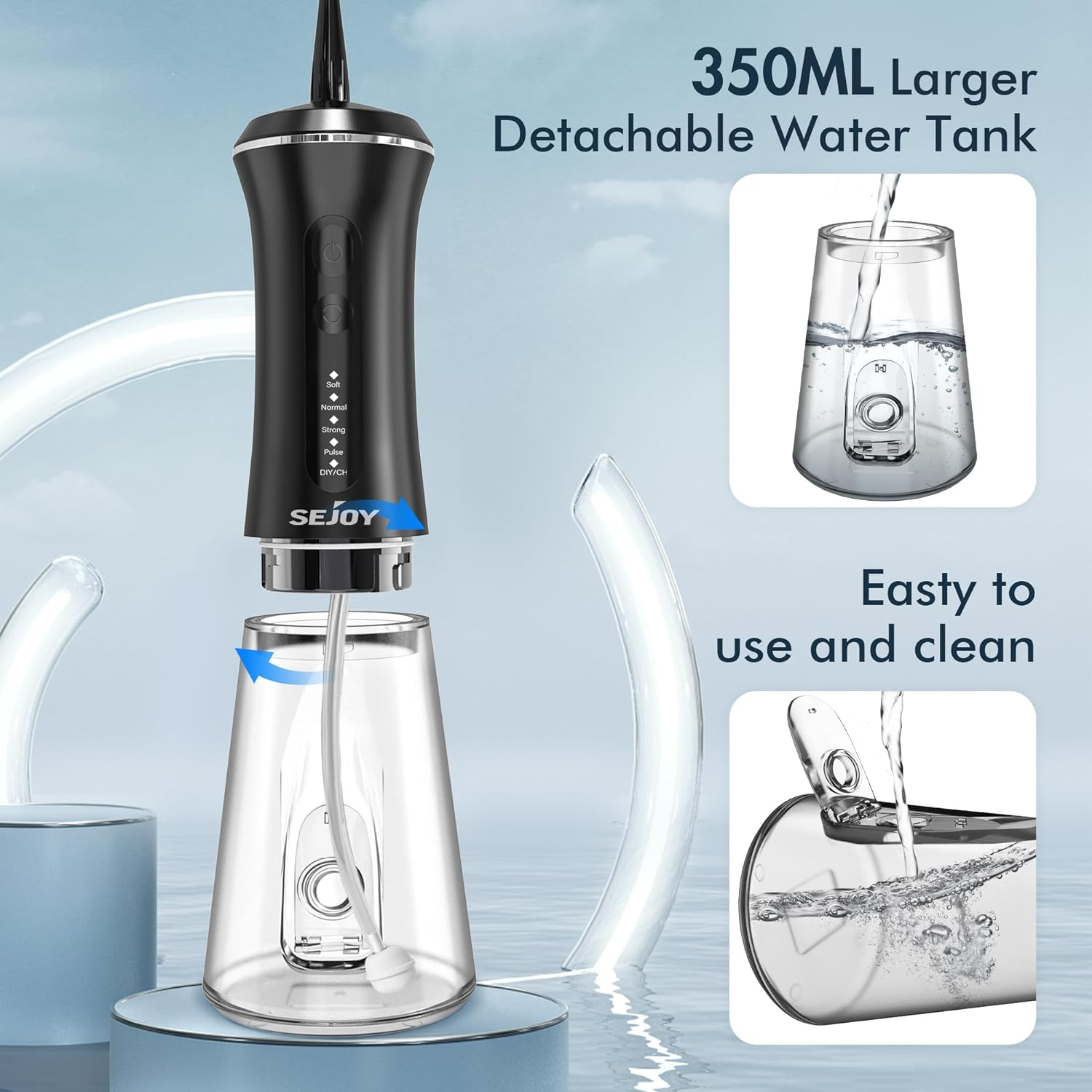 Sejoy Water Dental Flosser Cordless Rechargeable, Water Dental Picks for Teeth Cleaning and Flossing, Electric Oral Irrigator for Braces Kids-Diy Mode 7 Jet Tips, IPX7 Waterproof-For Travel and Home image number 4