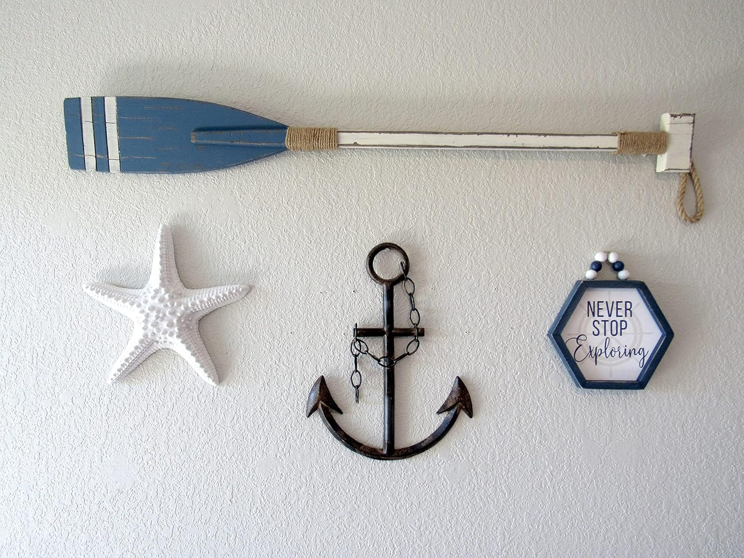 Large 16" Cast Iron Metal Anchor Wall Decor with Chain | Nautical Boat Anchor Farmhouse Home Beach Tropical Aquatic Ocean Lake House Decor (Rustic) image number 6