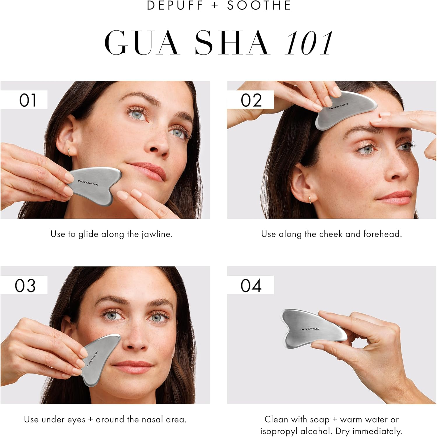 Tweezerman Stainless Steel Gua Sha Face Massager image number 5