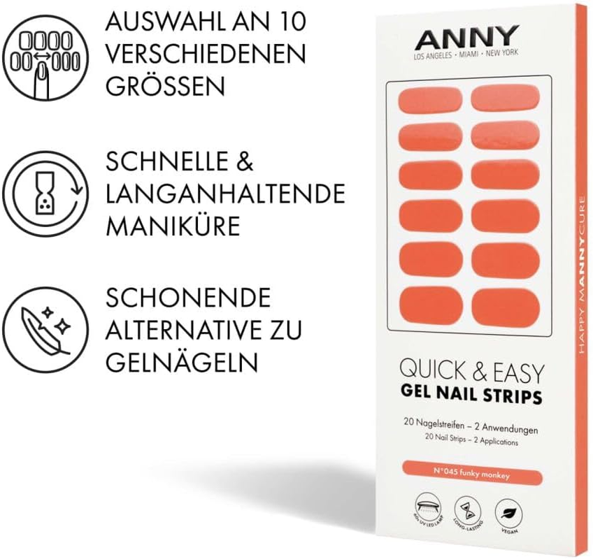 ANNY Gel Nail Strips - UV Nail Wraps for Sticking with UV Lamp, Durable & Splinter Free, Easy Application, Funky Monkey - Soft Coral Pink - No. 45 image number 3