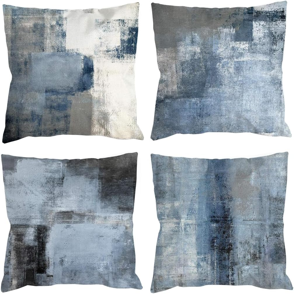 DILOXNSU Cushion Cover 50 X 50 Cm, Set of 4 Cushion Covers, Red Art Flower, Decorative Cushion, Modern Sofa Cushion, Linen Cushion Cover, Decorative Cushion, Aesthetic Couch Cushion, Cuddly Cushion