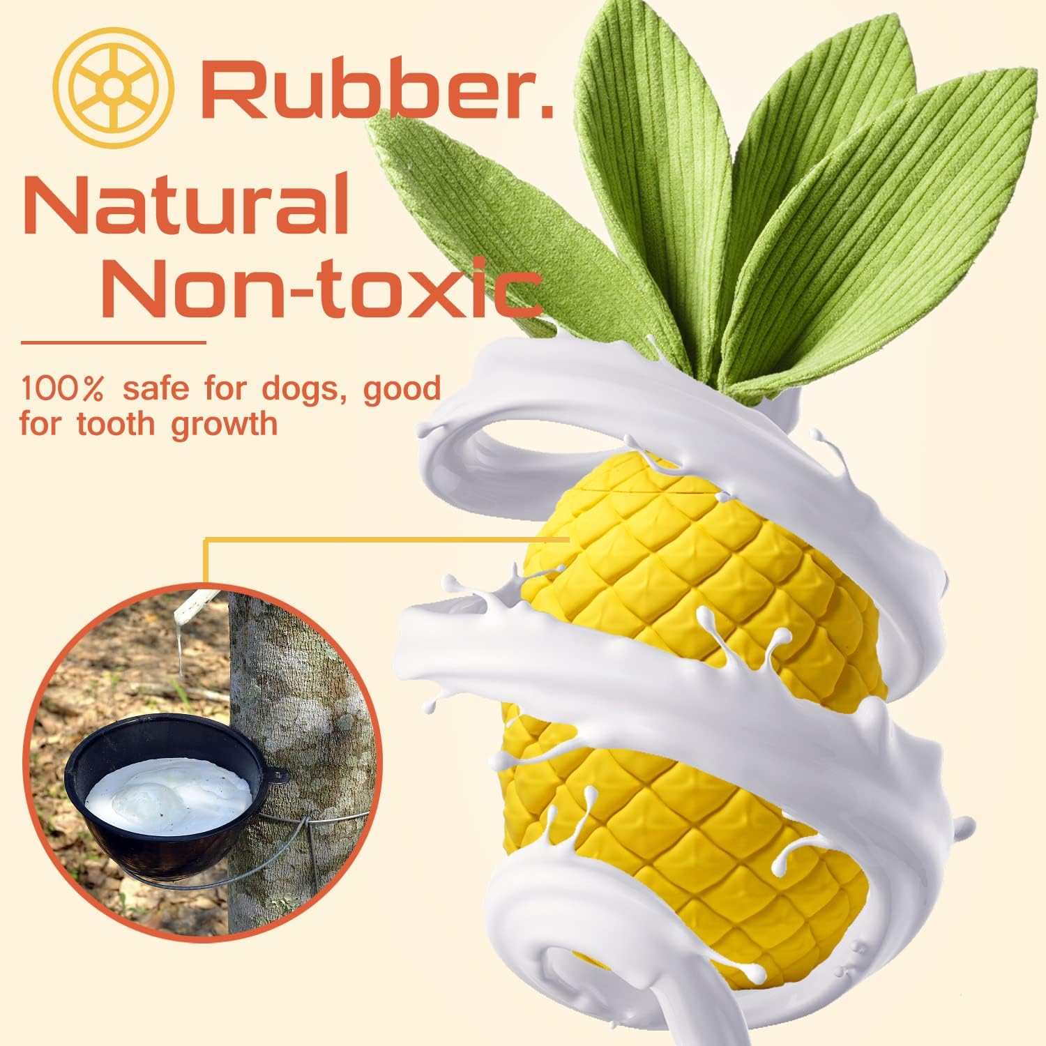 Sugelary Squeaky Dog Toys for Aggressive Chewer Large Medium Breed Dog, Indestructible Tough Dog Chew Toys with Natural Rubber (Small Pineapple) image number 2
