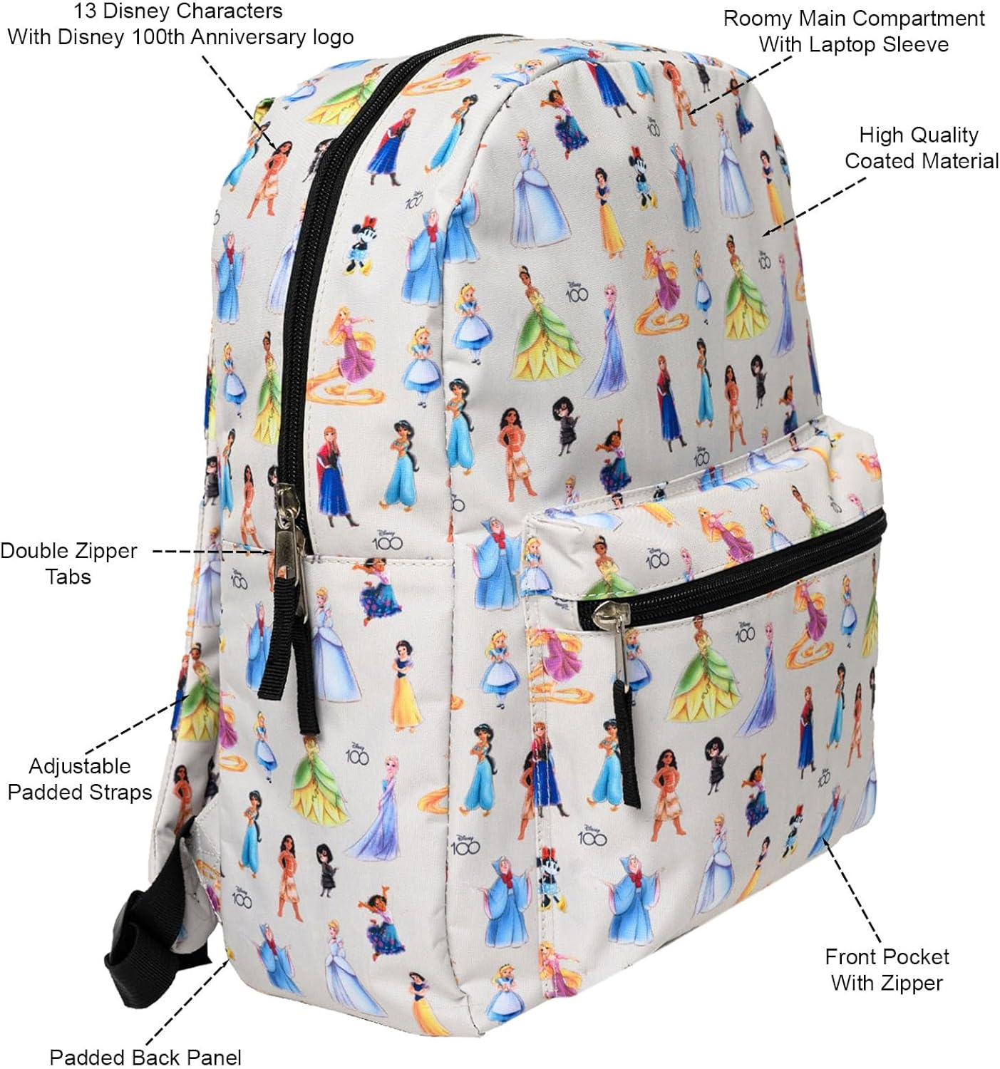 Disney 16" Laptop Backpack Cargo Pocket D100 Princess Minnie Mouse AOP, Multicolor, 16", Front Pocket image number 4