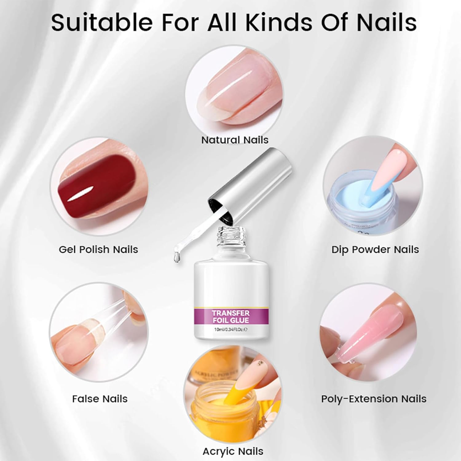 Nail Foil Glue,10Ml Powerful Adhesive | Nail Foil Glue Gel,For Women Beginners Professionals Home Salon Wedding Party image number 4