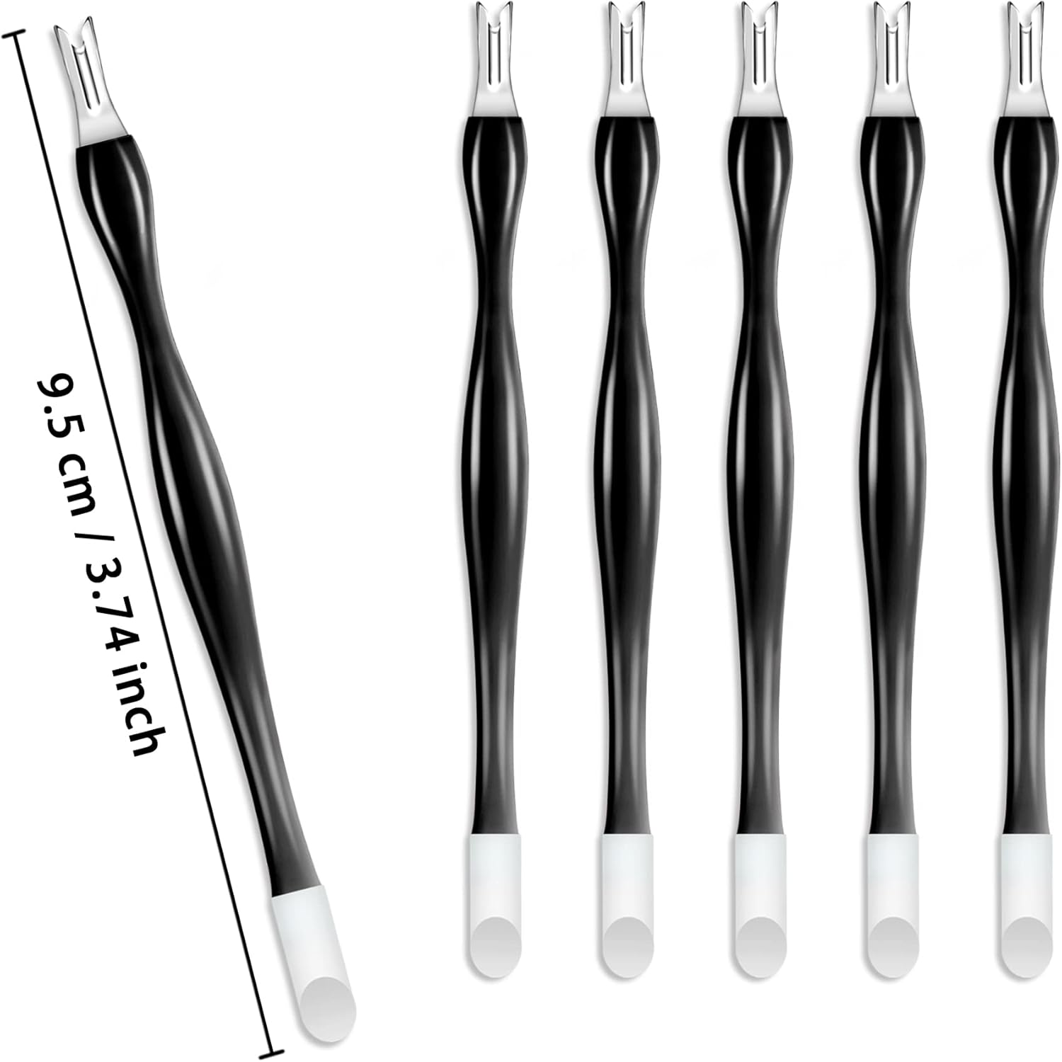 Allstarry 30 Pieces Nail Cuticle Trimmer Remover Rubber Nail Cleaner Double Head Dead Skin Cuticle Knife Removal Fork Plastic Handle Cuticle Pusher Nail Art Tools for Girls Women and Men - Black - Blue image number 3
