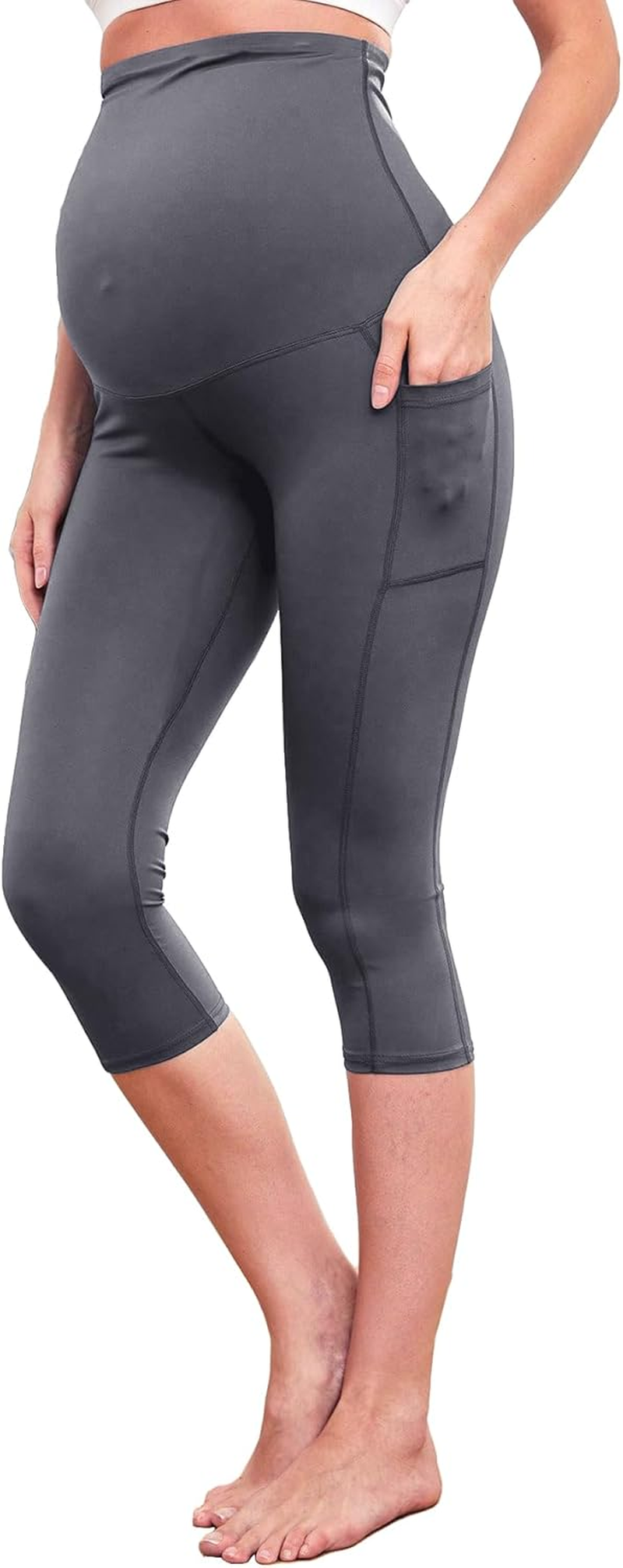 PARNIXS Maternity High Waisted Casual Sweatpants Comfortable Stretchy Maternity Pants with Pockets