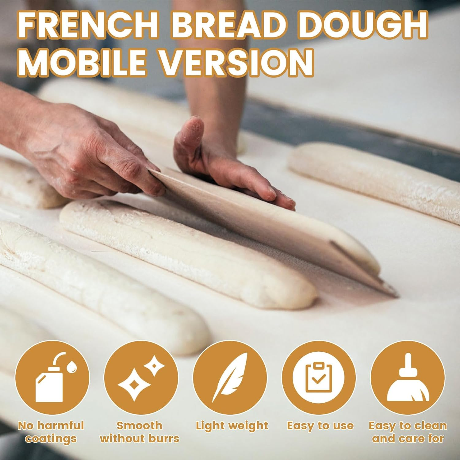 Transfer Peel, Beech Wood French Bread Flipping Board Hanging Bread Peel, 13/23 Inch Bread Flipping Board, Keep Dough in Shape Bread Flipping Board Bakeware for French Bread Baking (A) - B image number 6