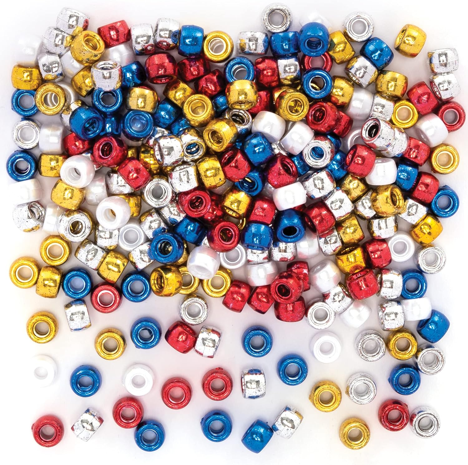 Baker Ross Jubilee Metallic Pony Beads - Pack of 400, Craft Supplies, Jewellery Making for Kids, (PJ102) image number 1