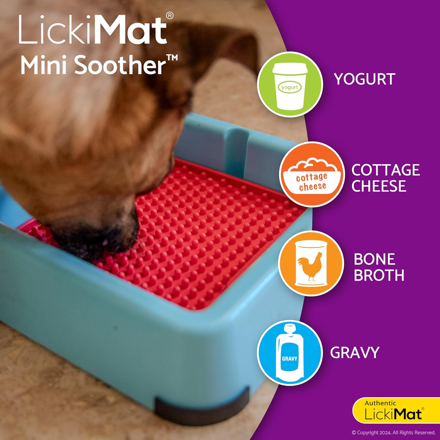 Lickimat Mini Classics - Interactive Pet Feeding Mat for Dogs, Slow Feeder with Modern Design, Enrichment for Family Bonding and Anxiety Relief image number 5