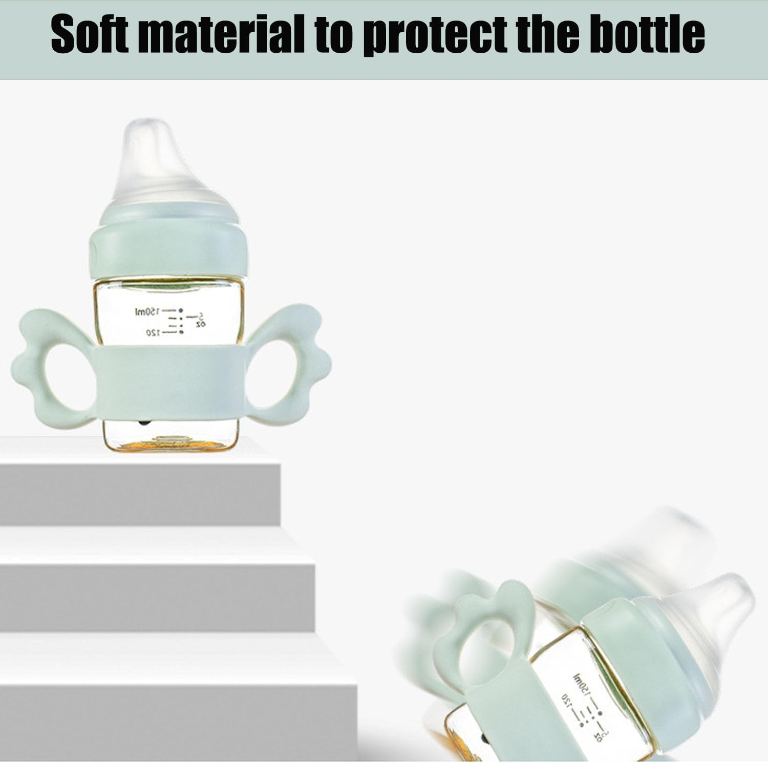 Mtxorvix 3 Pieces Baby Silicone Bottle Handles, Natural Baby Bottle Handle Wide Neck Baby Feeding Handle Easy Carry Handle Lightweight Bottle Handle Small Hand Gripping for Baby Shower (3 Colors) image number 4