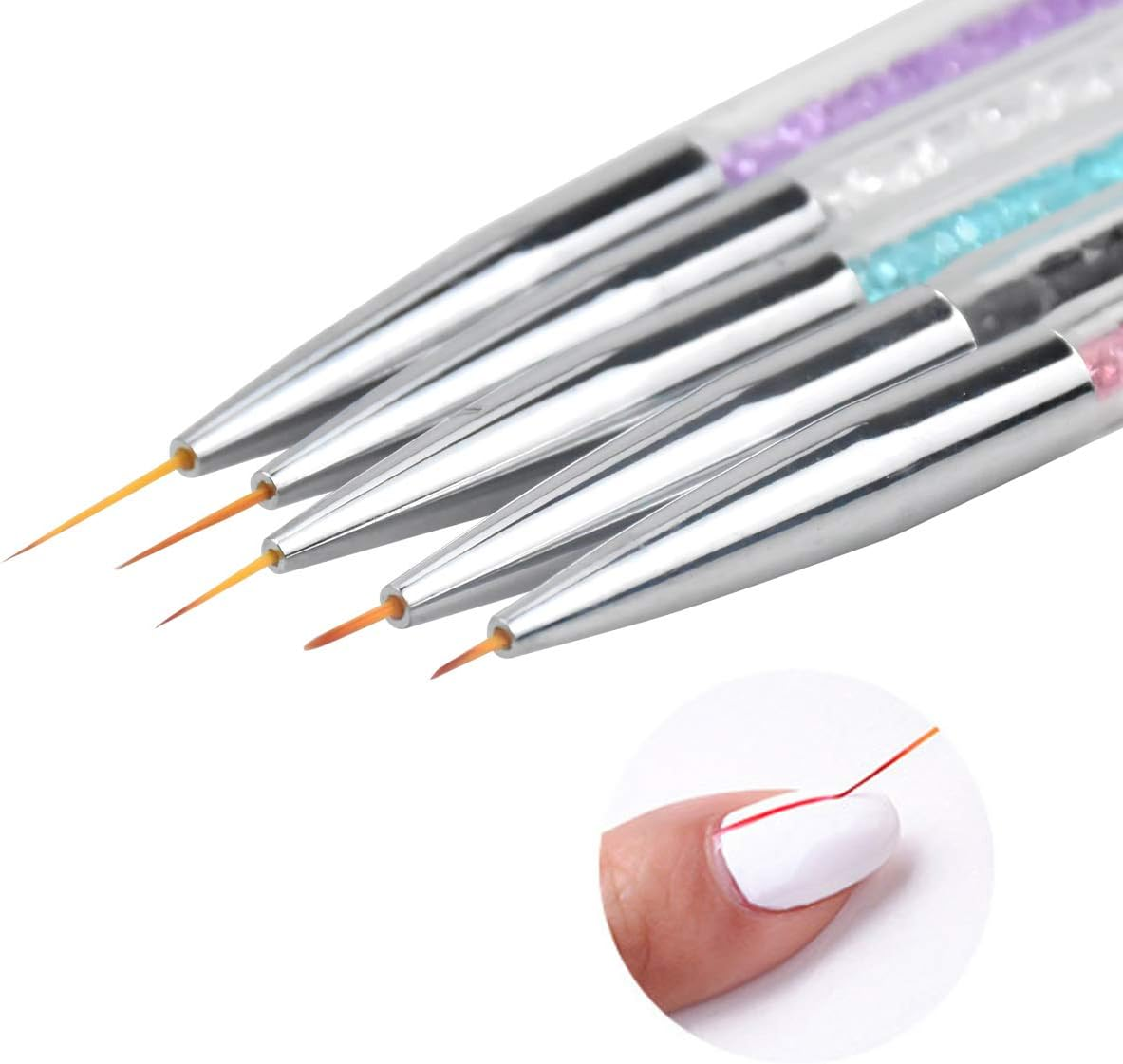 Pack of 5 Nail Point Dotting Pens, Nail Art Liner Brush, Double-Ended Nail Art Design Pens, Nail Dotting Pen, Acrylic Nail Art Drawing Painting Dotting Pen for DIY Nail Art Design image number 6