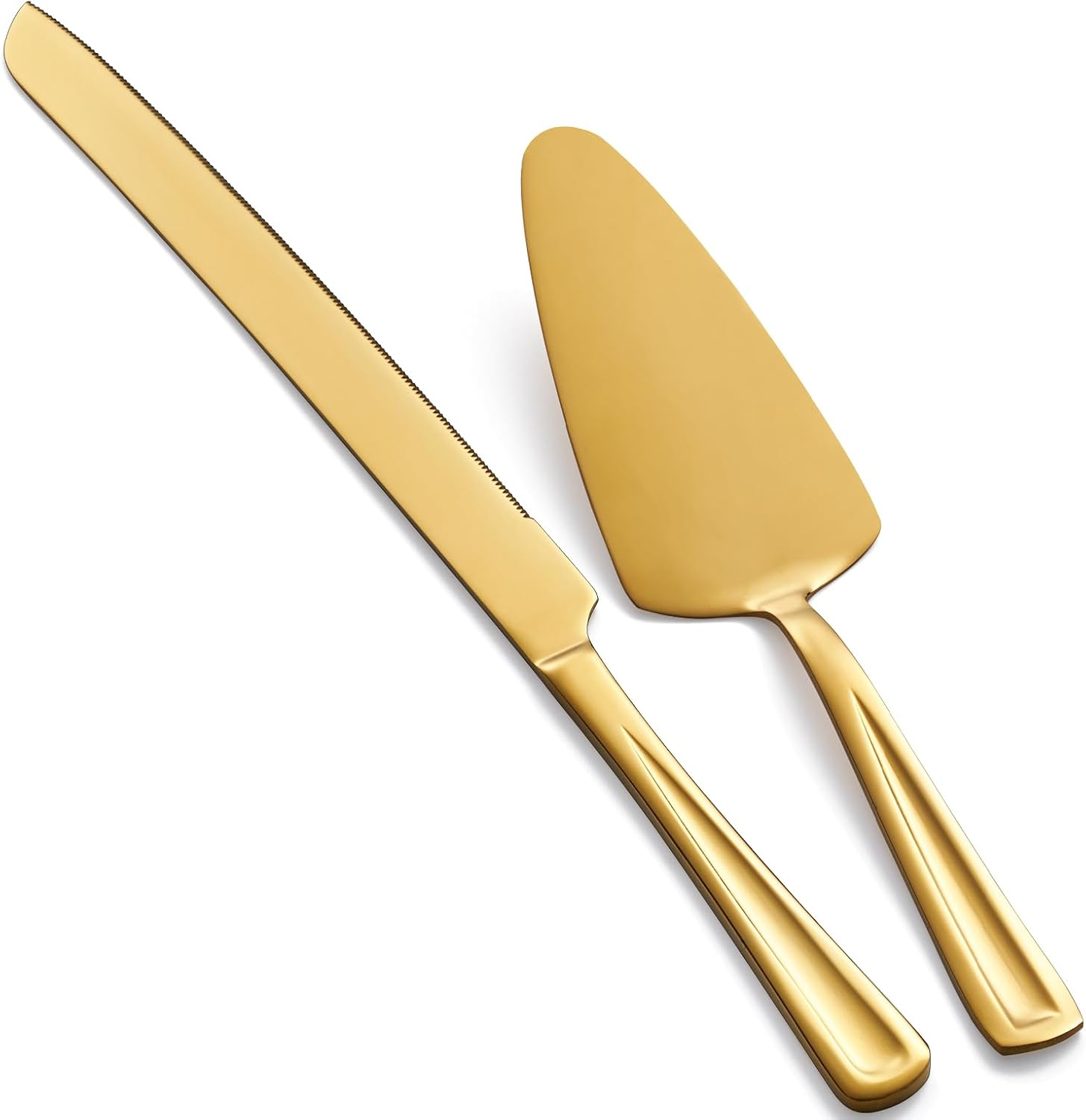 Gogeili Gold Cake Knife and Server Set, 33Cm Stainless Steel Cake Cutting Set, Pie Cutter Set for Wedding, Birthday, Parties, Anniversary