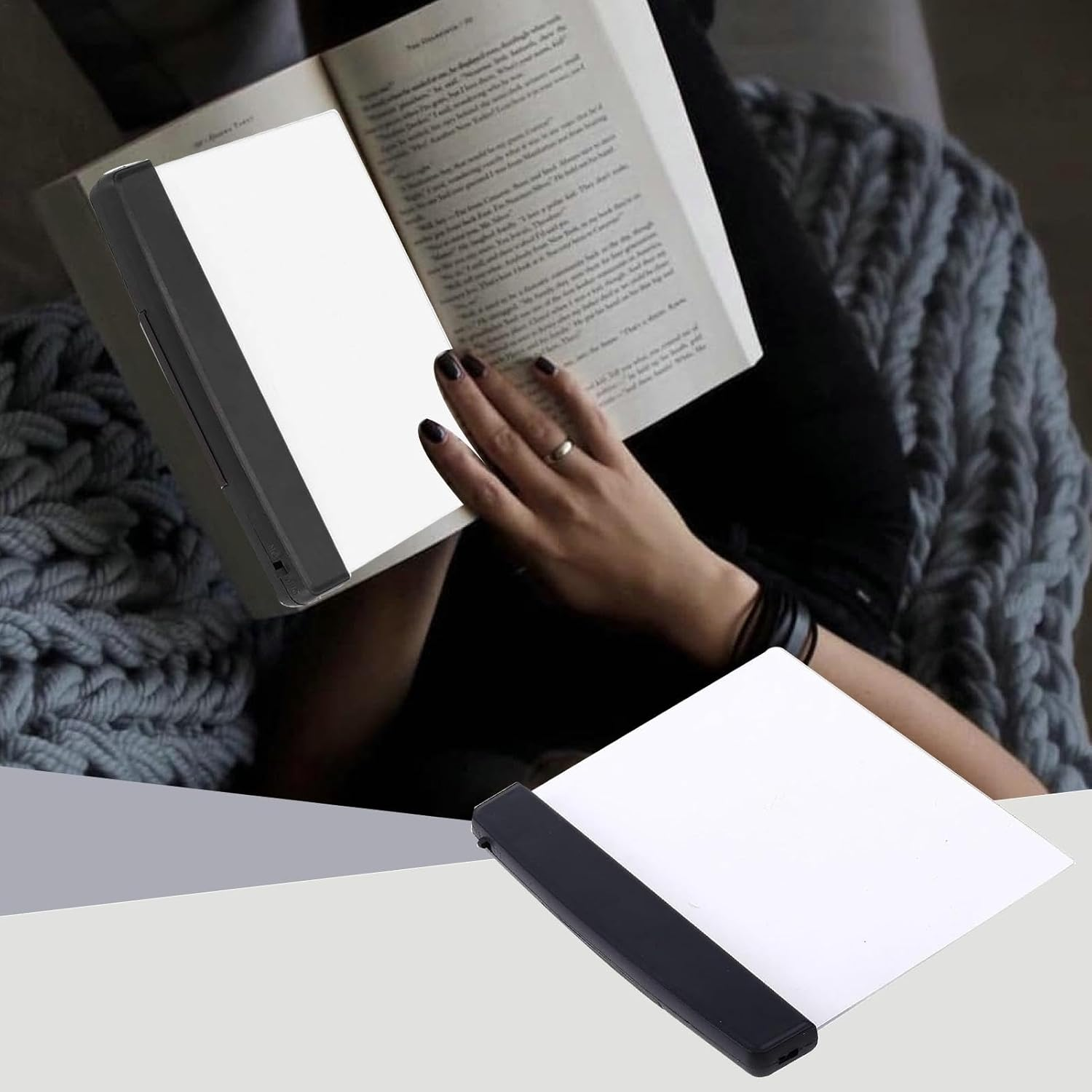 Qkbuza Flat Reading Lamps, LED Book Page Lamp | LED Panel Light | Eye Care Night Reading Light, Night Reading Lamp for Young and Elderly