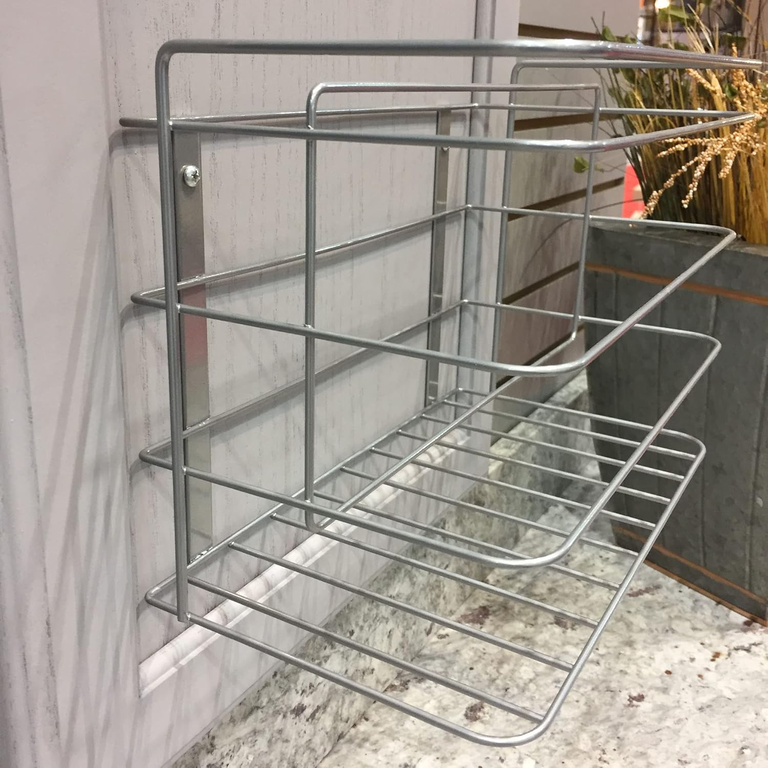 (8.27''H X 11.61''W X 6.3''D) - Household Essentials 1222-1 Kitchen and Bath Double Compartment Storage Basket under Sink Organiser- Mounts to Cabinet Doors and Walls - Metal image number 4