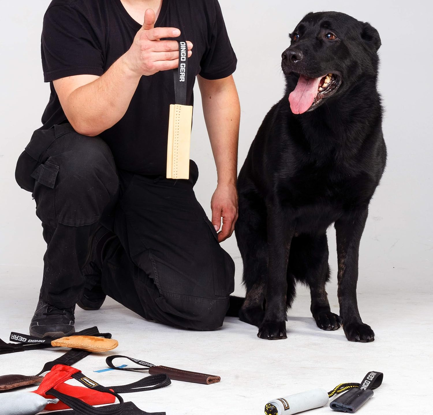 Dingo Gear Dog Bite Tug Handmade of Beige Grain Leather, Strong Tug for Bite Training K9 IPO Agility and Just Fun S00231 image number 4