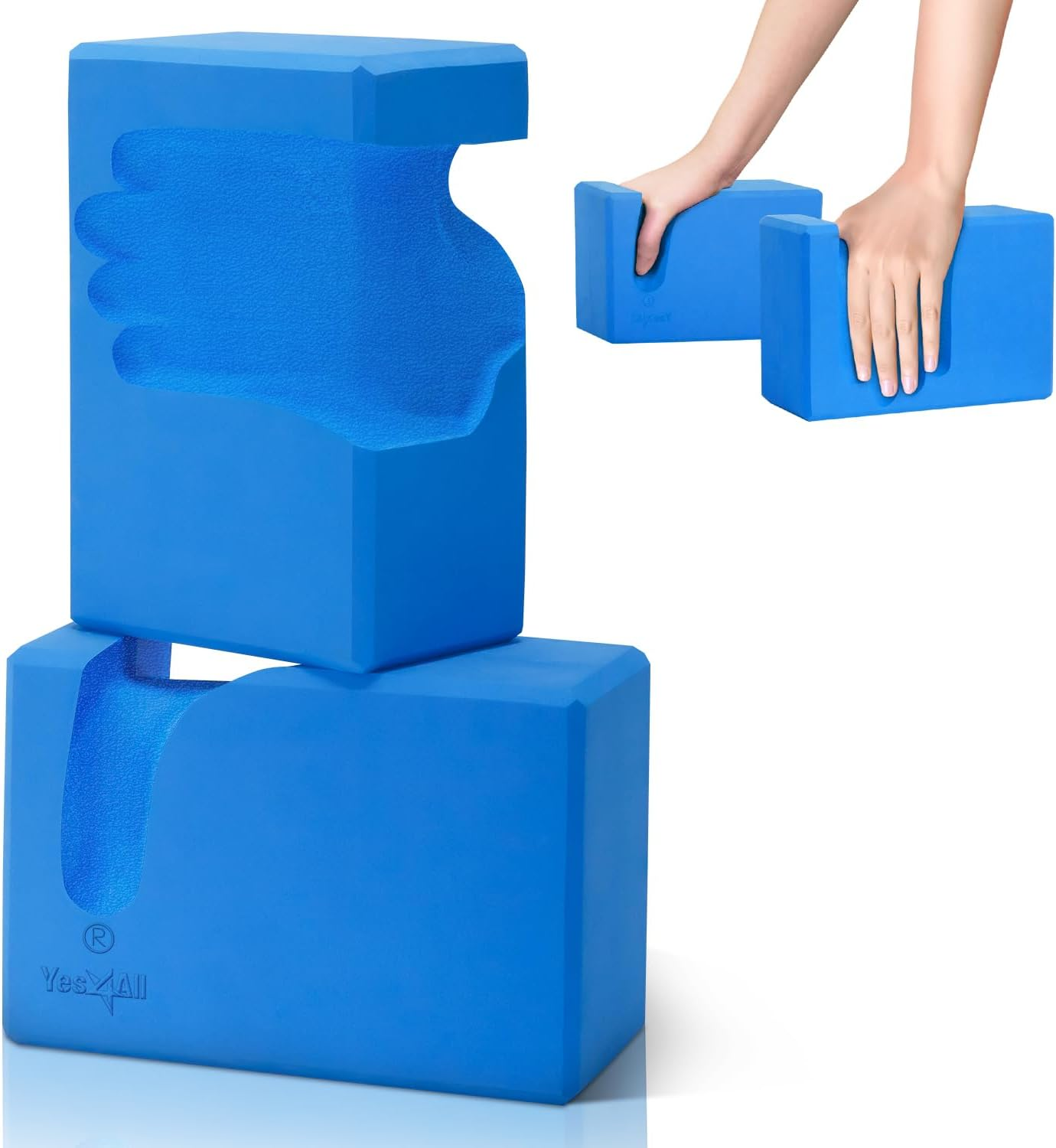 Yes4All Yoga Blocks 2 Pack Wrist Support, Comfort, and Grip Strength, EVA Foam Blocks Pilates Yoga Brick Yoga Accessories