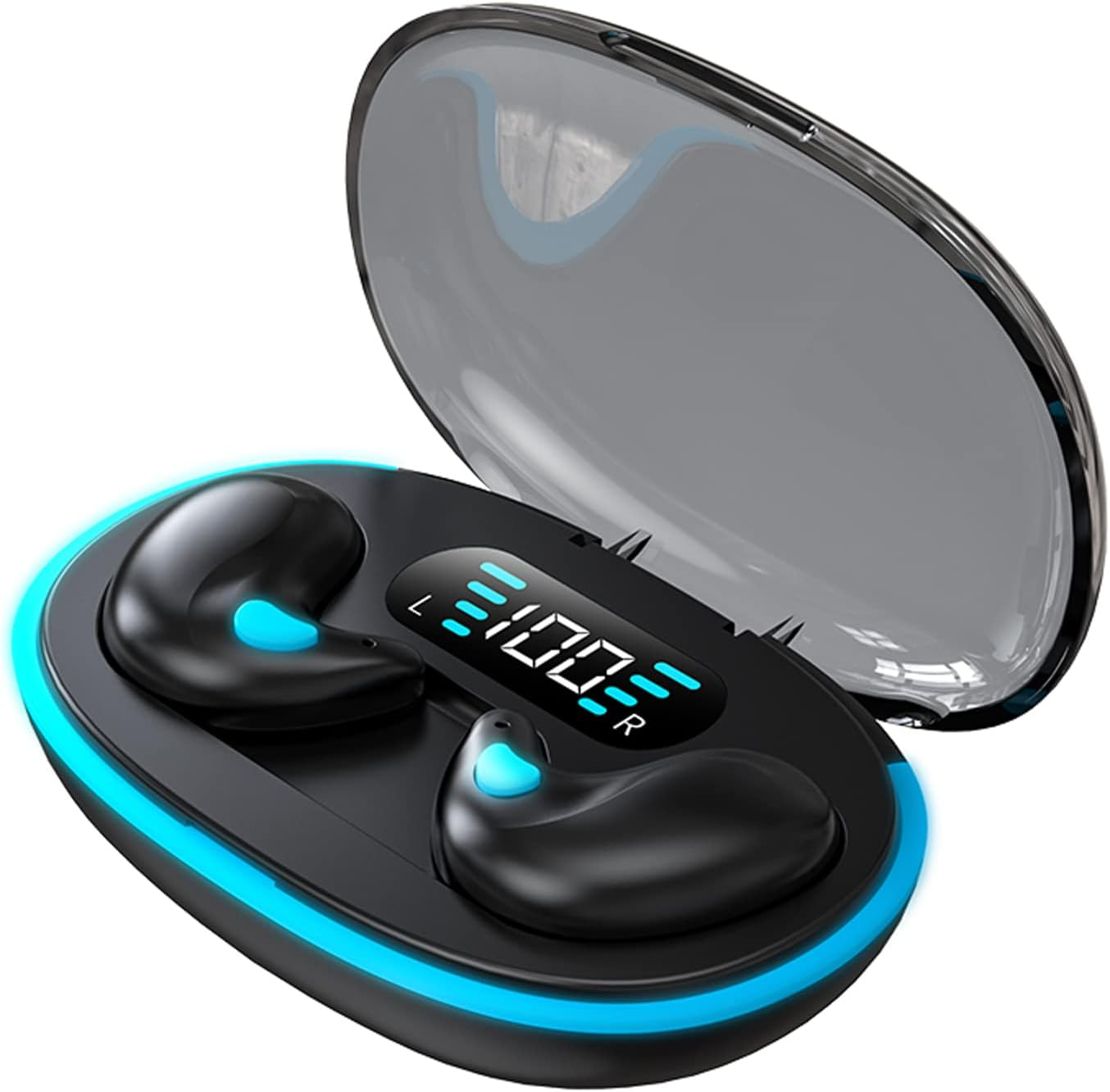 Xmenha Mini Invisible Bluetooth In-Ear Wireless Headphones for Sleeping, Noise Cancelling, Black