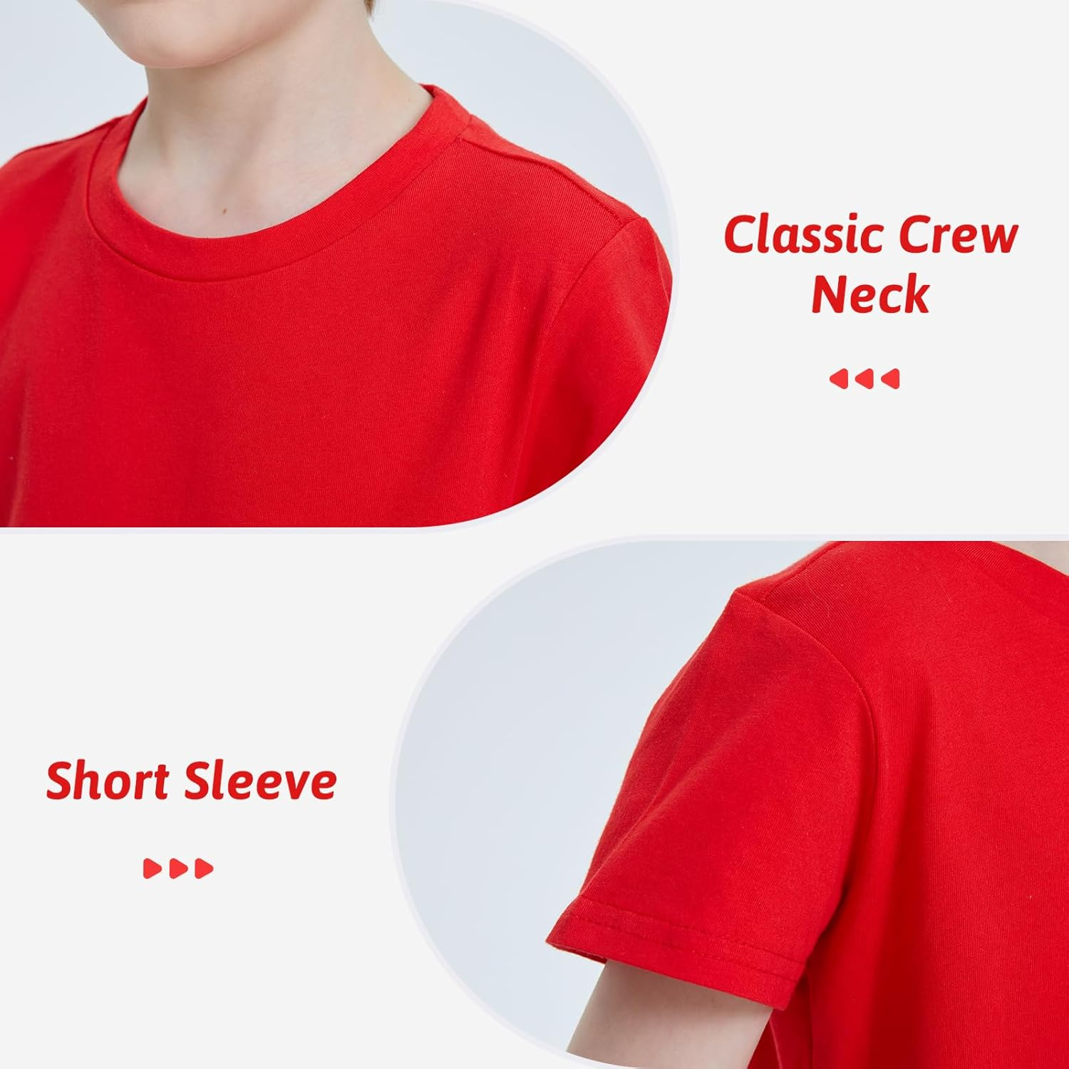 Kids Cotton Crewneck T-Shirt Plain Lightweight Children'S Boys Girls Breathable Short Sleeve Tee Tops Classic Casual Unisex Shirts image number 5