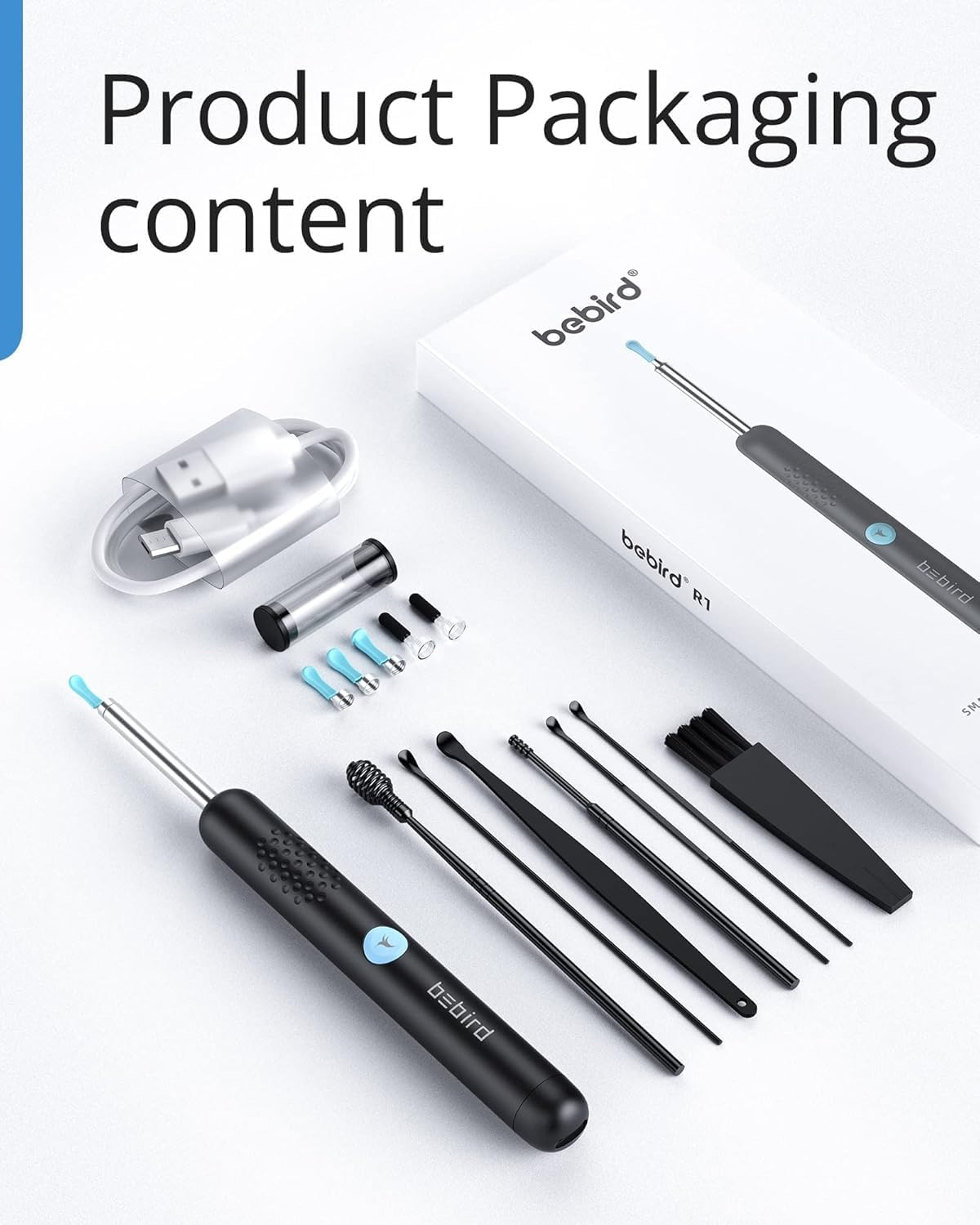 BEBIRD Ear Wax Removal Tool - R1 Upgraded Ear Cleaner with 1080P Camera, Smart Visual Earwax Remove Kits with 7 Pcs Ear Set for Daily Ear Pick, 6 LED Lights, 5 Types of Ear Scoop Ear Tips Replacement image number 3