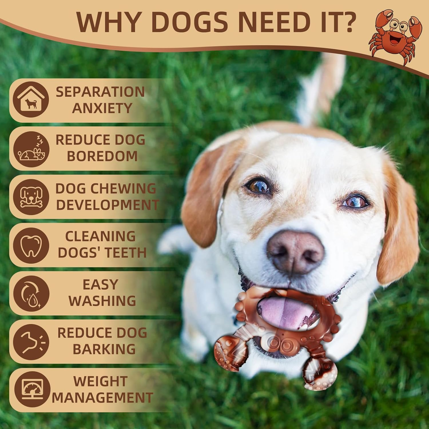 Tough Dog Chew Toy for Aggressive Chewers,Indestructible Interactive Beef Flavor Dog Teething Toy,Durable Nylon Dog Teeth Cleaning Chew Toy for Large Medium Dog image number 4