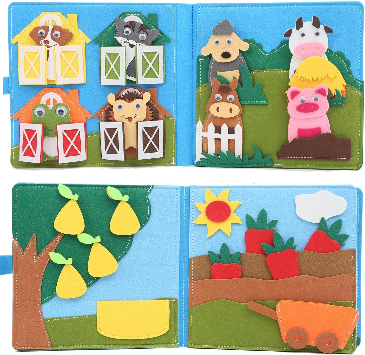 Montessori Busy Book for Toddlers Kids DIY Felt Quiet Book 3D Activities Cloth Story Book Preschool Learning Education Toys for Baby Boys Girls 3 4 5 6 Years Old Farm Theme Autism Sensory Gifts image number 5