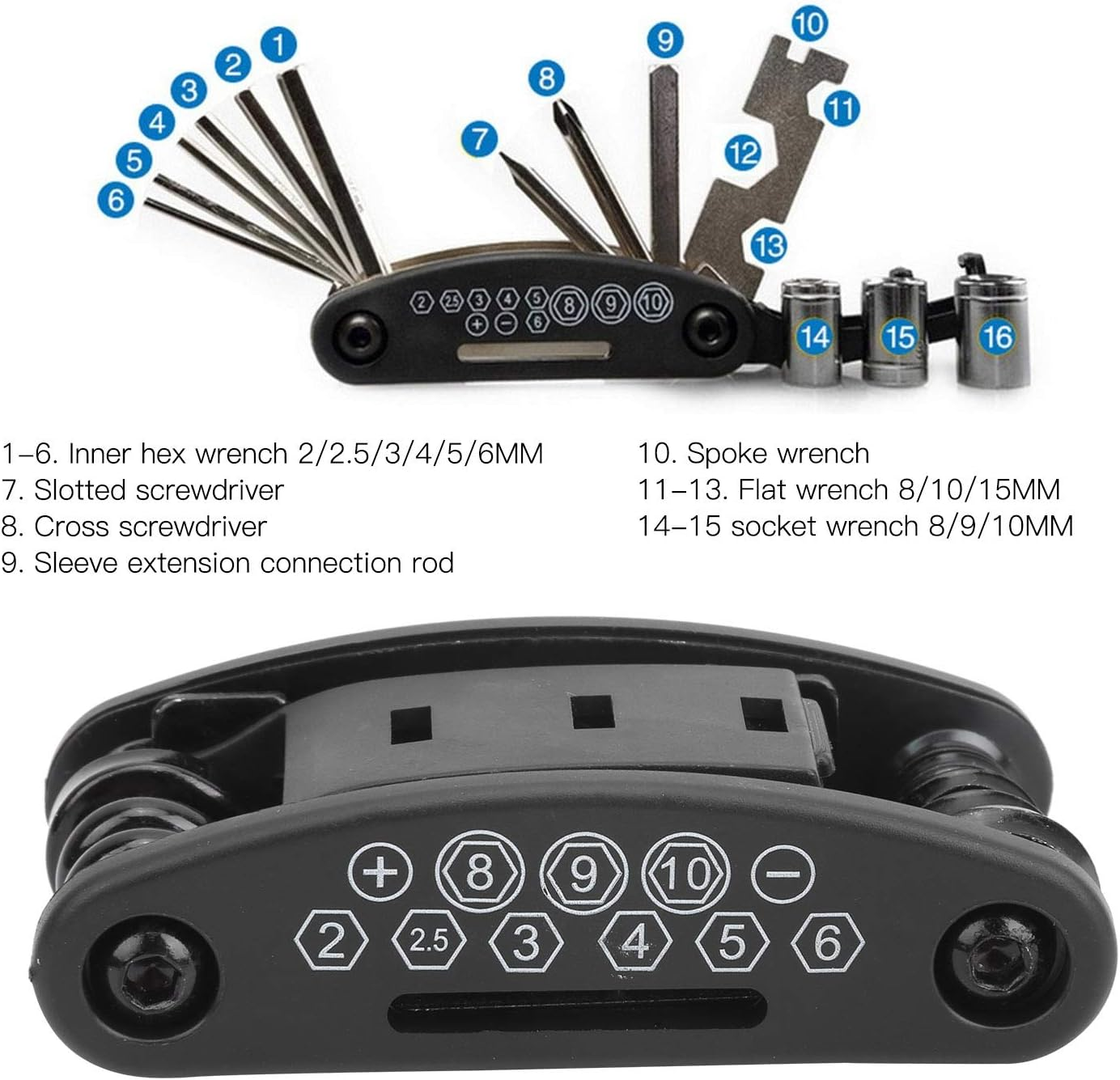 Cycling Repairing Tool, Never Rust Bicycle Multi Repair Tool, Lightweight Portable Indestructible for Bicycle