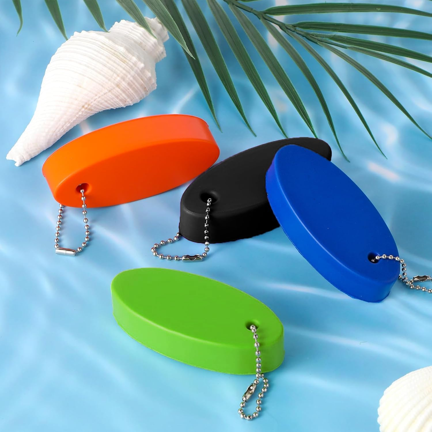 6Pcs Boat Key Floating Keychain, Keychain PU Bright Color Oval Floating Key Ring Boat Key Float for Boating Surfing Fishing Outdoor Water Sports (6 Colors) image number 2