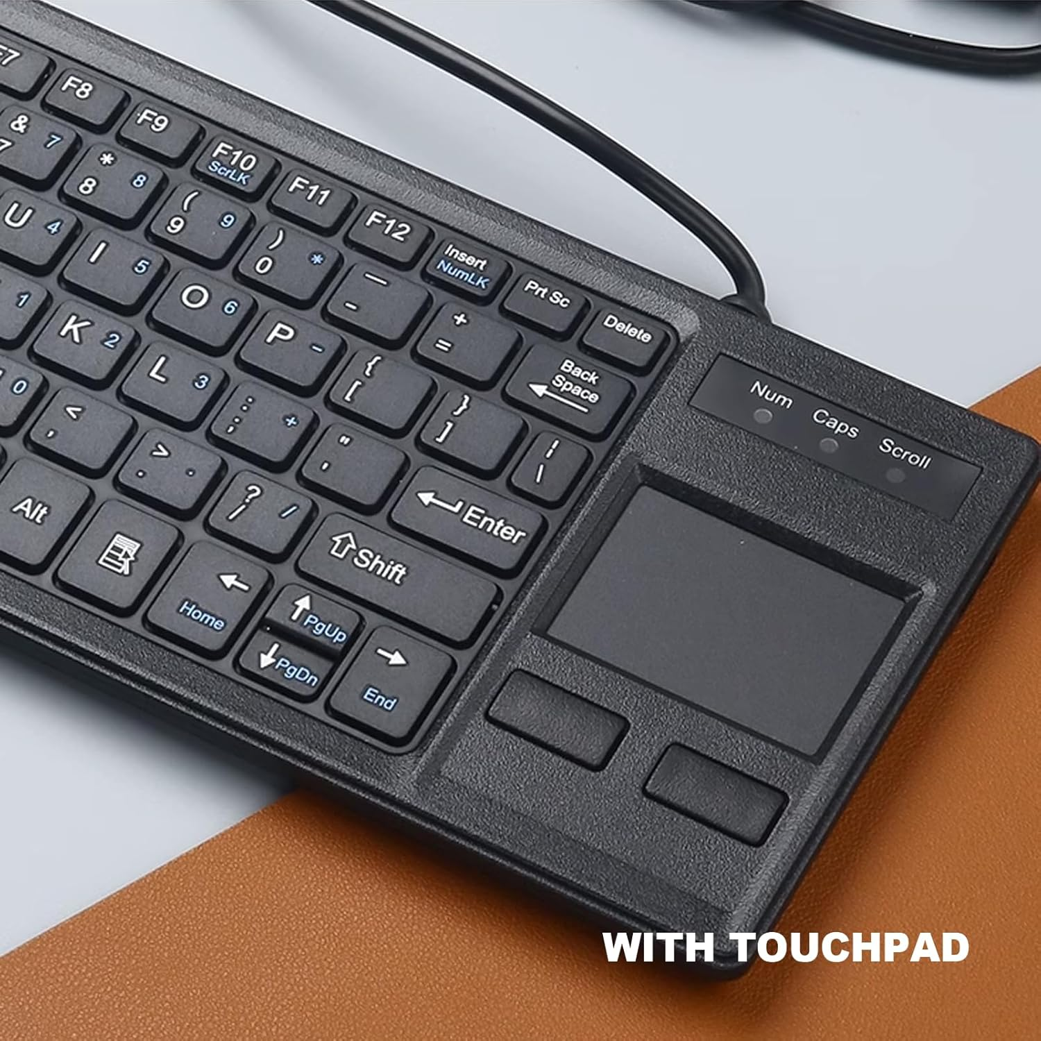 Compact Touchpad USB Wired Keyboard with USB Hub, IP68 Waterproof Ultra Thin Industrial Keyboard for Laptop Notebook PC image number 4