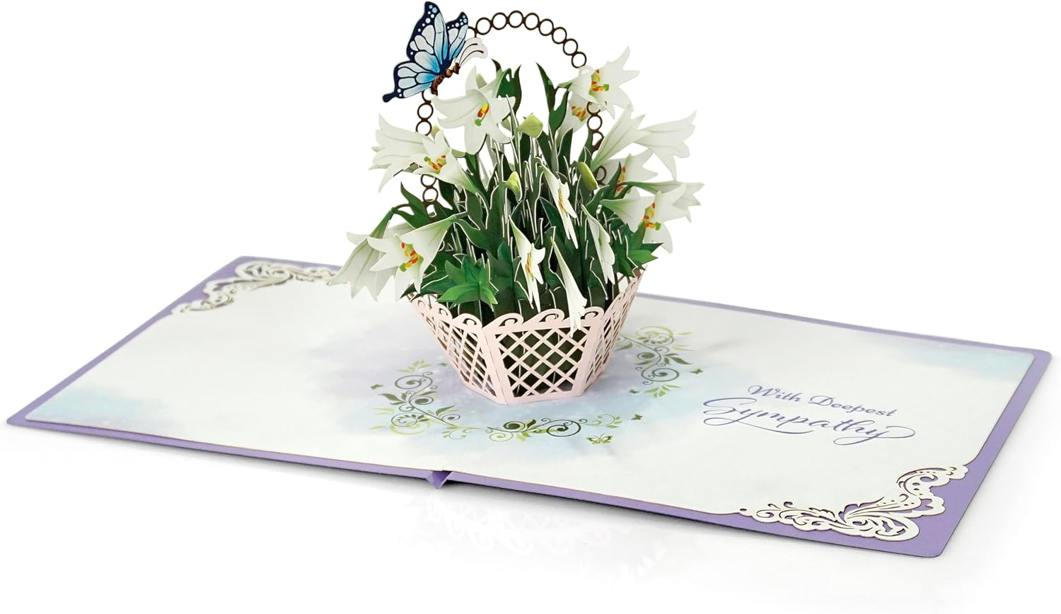 CUTPOPUP White Lily Sympathy Pop up Card, with Sympathy Card, Loss of Loved One, Pet, Mom, Dad, Child, Condolence, Bereavement, Grief with Envelope (White Lily Sympathy) FL114.1AU1515 image number 4
