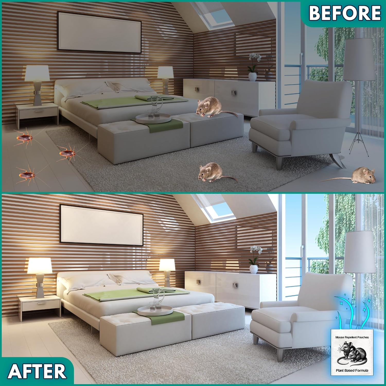 Extra Strong 12Pack Vamoose Mouse Repellent Pouches Botanical Rodent Repellent Indoor Rat Deterrent Outdoor Vamoose Rodent-Repelling Pouches Mice Deterrents for Home Attic/Office/Shed/Barn/Storage/Rv image number 1