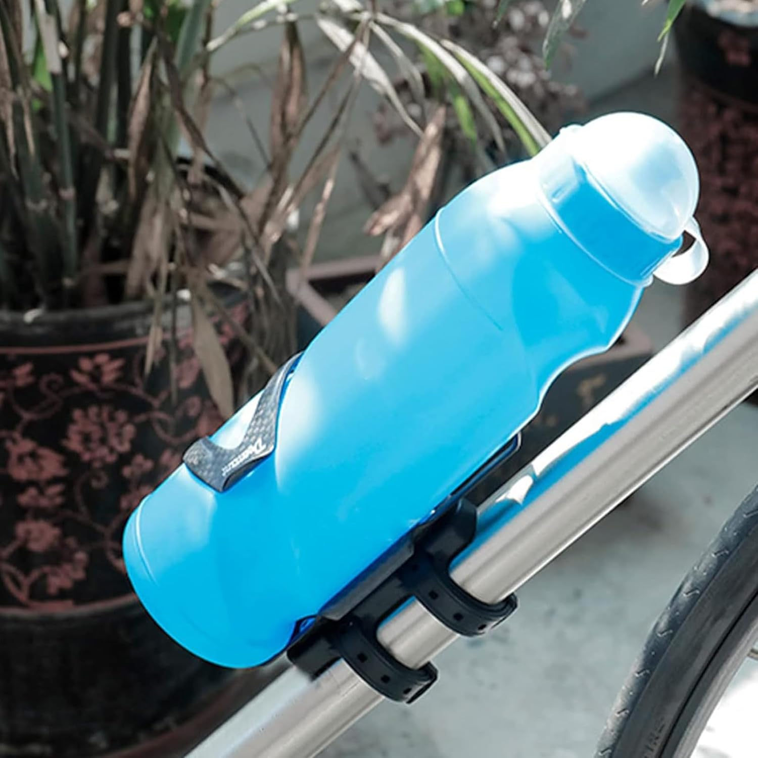 Bike Bottle Cage, Bike Bottle Cage Mount Base Non-Hole Mounting Clip Cup Mounting Base Fits Most Stroller Drink Holder Silicone (Black) image number 6