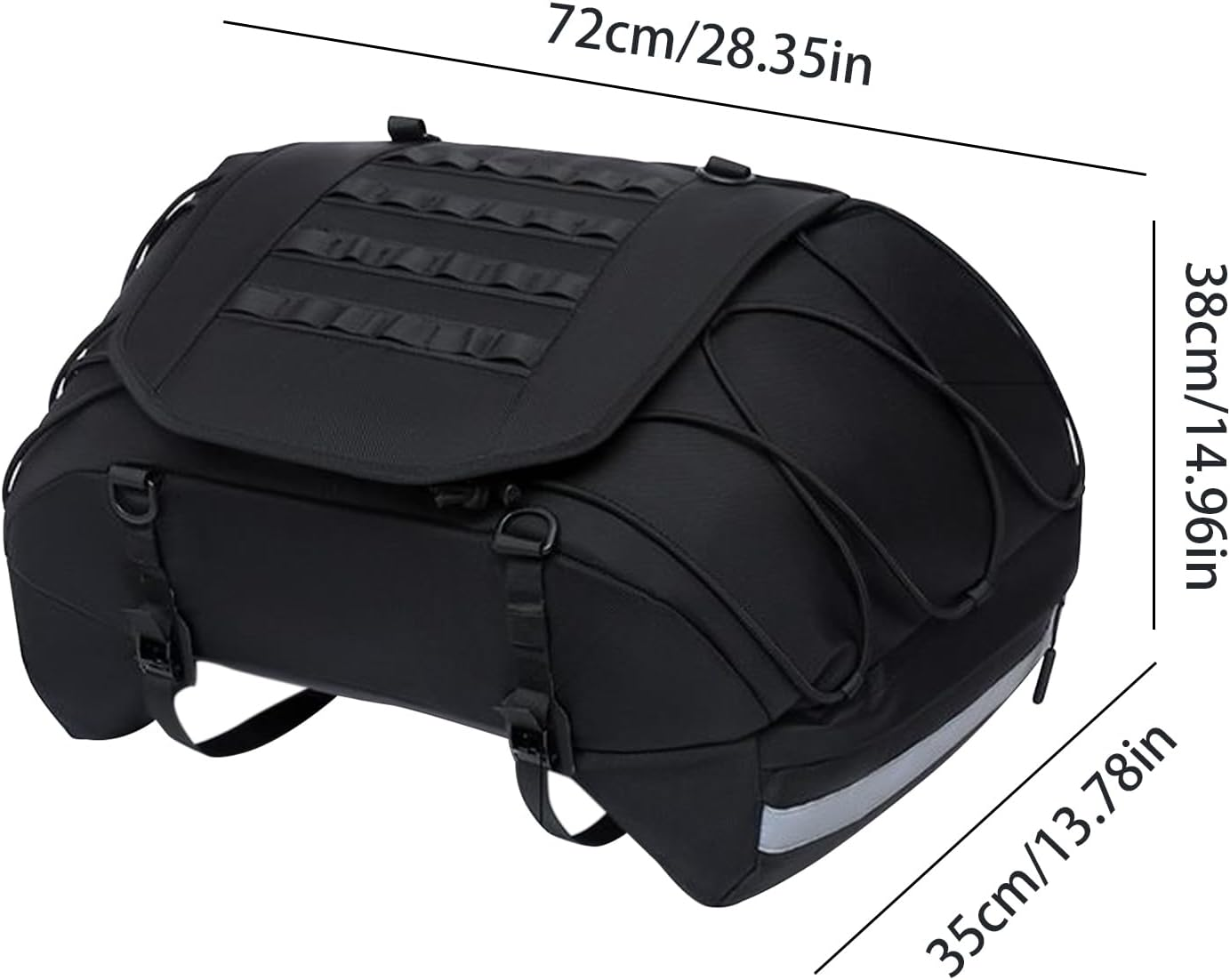 Rronnoy Rear Bag Motorcycle, Motorbikes Rear Seat Saddle Bag Waterproof, Adjustable Storage Saddlebag All-Weather Trunk Luggage for Travel Road Trip Cycling Touring Night Rainy Days image number 1