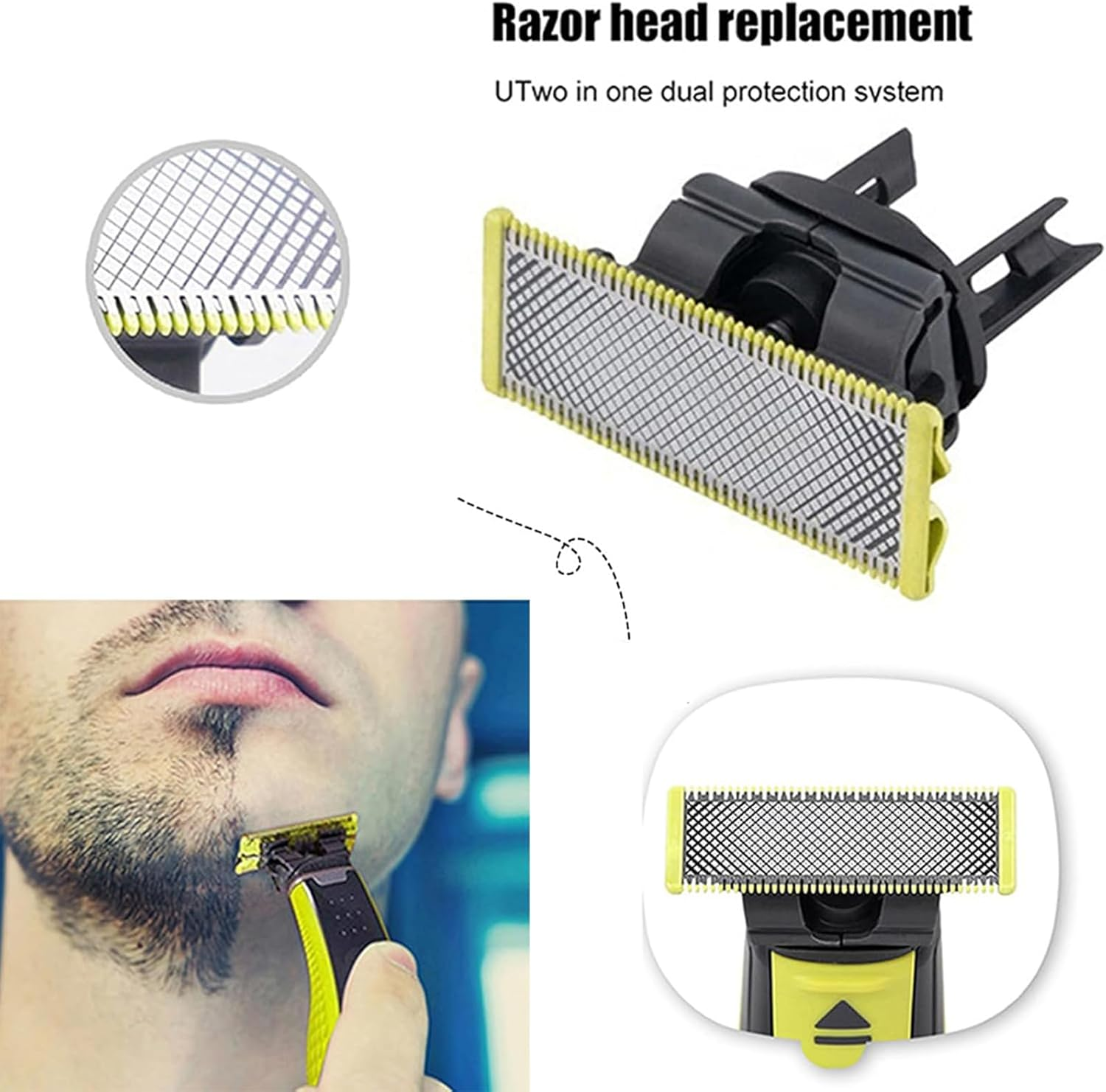 2Pcs One Blade Replacement Head Suitable for Oneblade Razor, YEESON Replacement Blade Fits All Oneblade Handles for a Smooth and Precise Shave, QP210/50, 220 2523 2520 2527, Etc image number 1