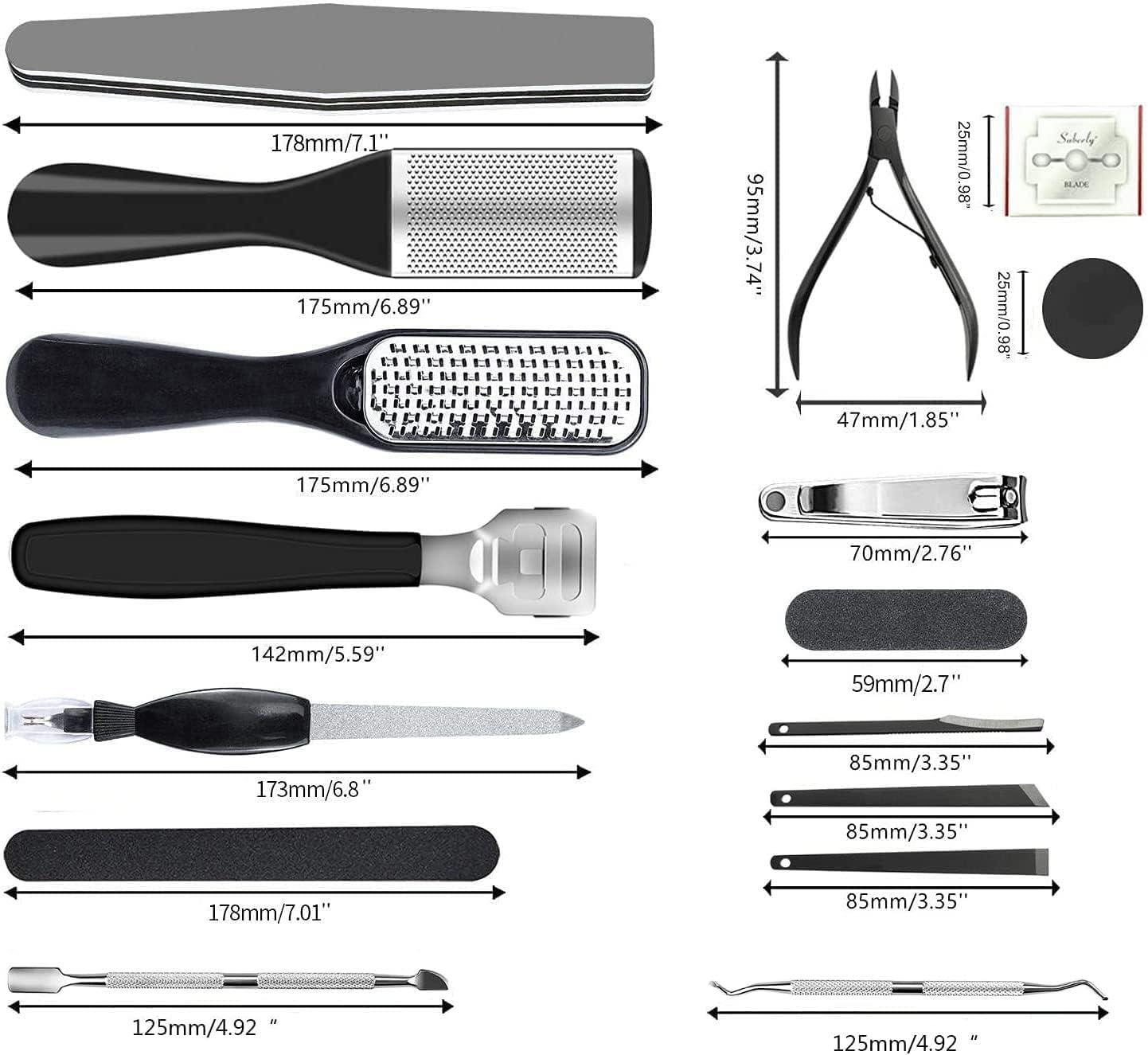 Professional Pedicure Kit, 36 in 1 Stainless Steel Foot Care Kit Foot Rasp Dead Skin Remover for Home & Salon Care image number 1
