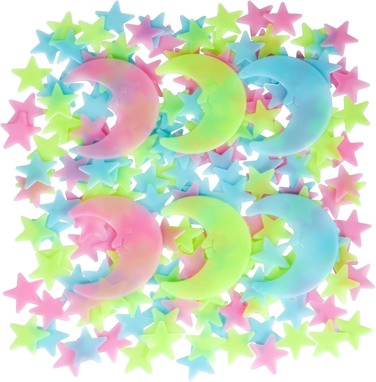 Glow in the Dark Stars and Moons for Kids Bedroom &ndash; 200 Glow Stars Ceiling Stickers & 6 3D Moons &ndash; Wall & Ceiling Room Decor for Boys and Girls image number 4