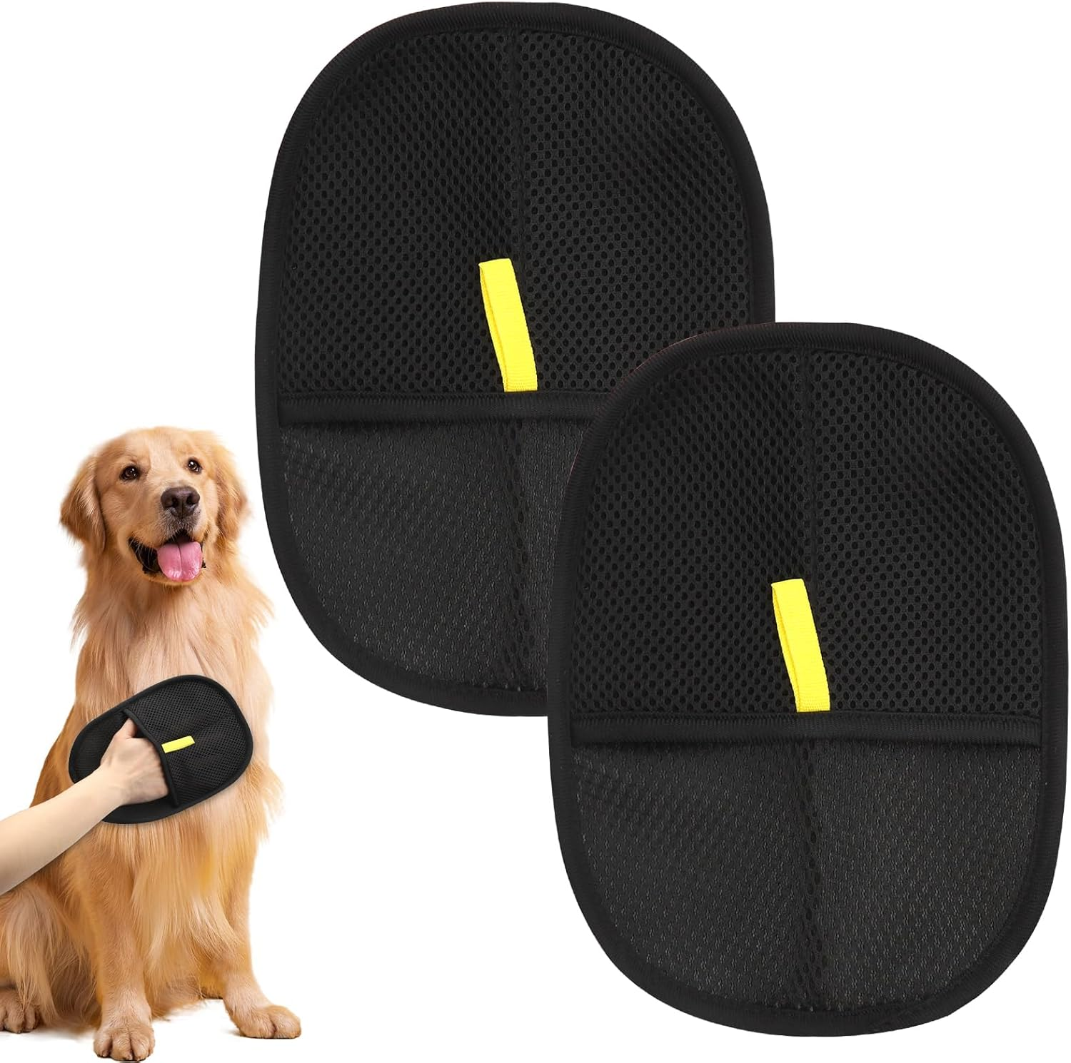 APOMOONS Pack of 2 Double Sided Pet Grooming Gloves, Anti-Static Gloves for Cats and Dogs, Reusable Gloves for Pet Hair Removal, Washing, Hair Removal, Grooming image number 6