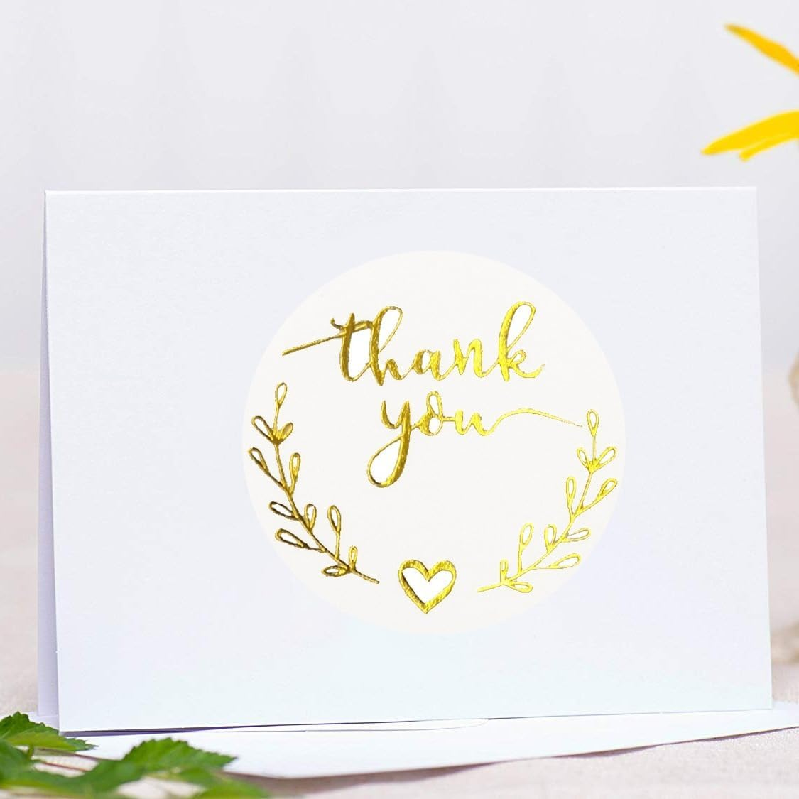 Thank You Stickers Labels, 500 Pieces Golden Olive Color Thank You Stickers for Small Business Adhesive Sticker Labels, Roll Thank You Sticker for Envelopes, Packing Bags, Gift Bags - Golden Olive image number 6
