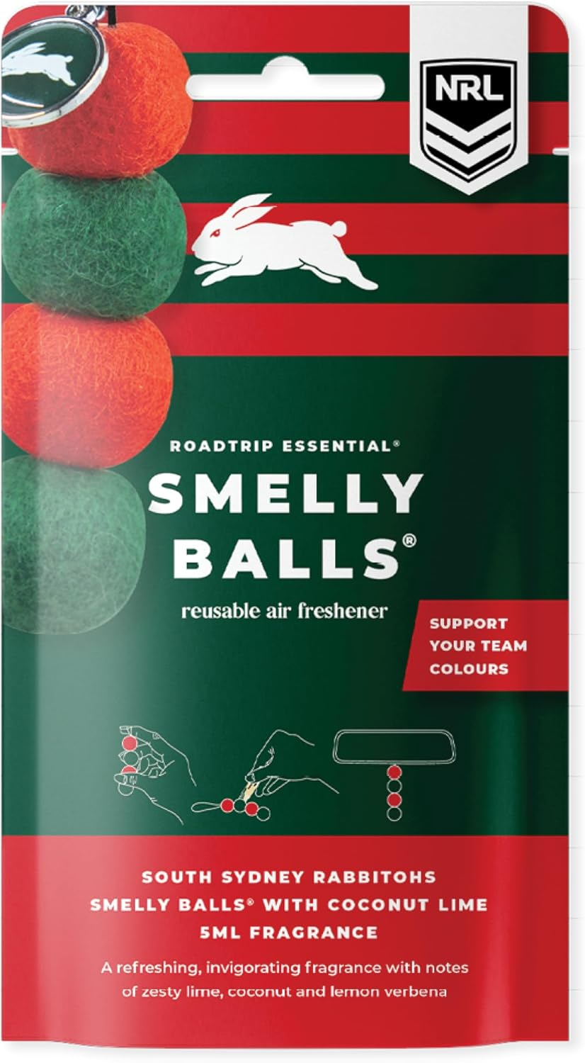 Smelly Balls South Syndey Rabbitohs Reusable Car Air Freshener Set image number 1