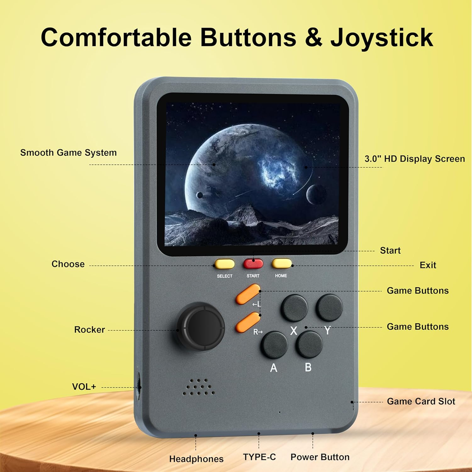 Welohas Gaming Console,10 Classic Emulator,Electronic 3D Game Consoles,10000+ Video Games Preloaded,64Gb TF Card,3.0" HD Screen,Portable Handheld Games for Kids,Teens Adults (Simple Black) image number 4