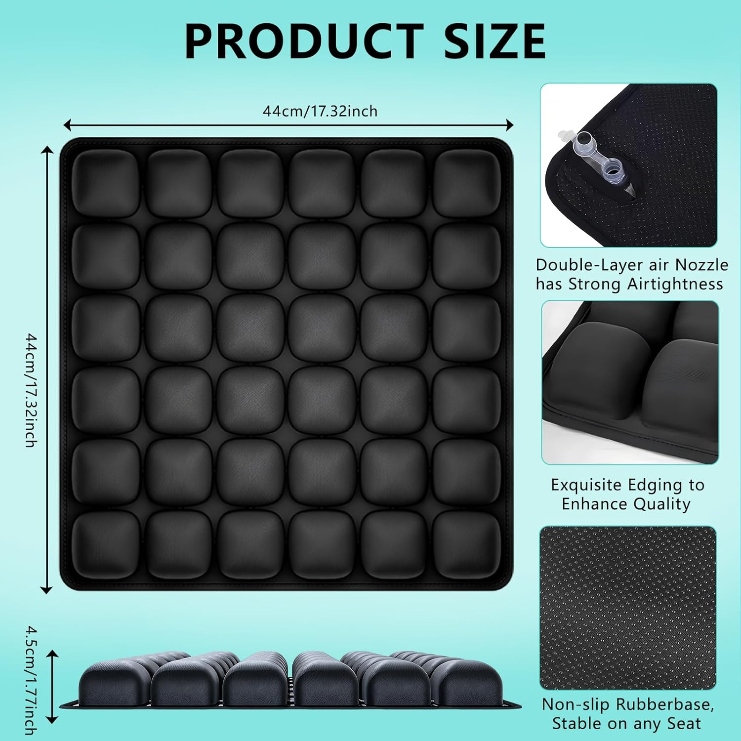 Travel Seat Cushion, Comfortable 3D Air Seat Cushions, Inflatable Travel Cushion for Airplane, Car Set, Office Chair, Wheelchair, Floor Floor Cushions, Pressure Relief Self Inflating with 36 Airbag image number 3