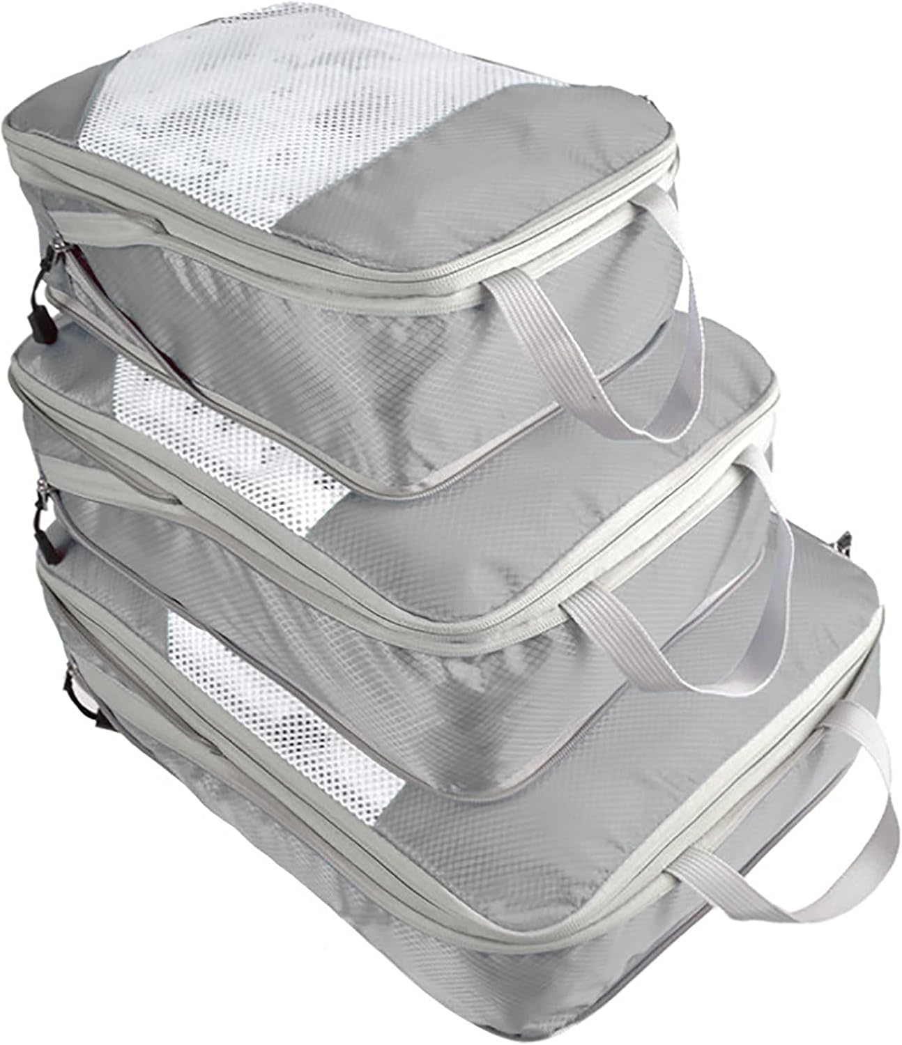 OEIPSMK Packing Cubes for Travel, Compression Packing Cubes 3 Pcs Travel Cubes Set Foldable Suitcase Organizer Lightweight Luggage Storage Bag,Red, Gray