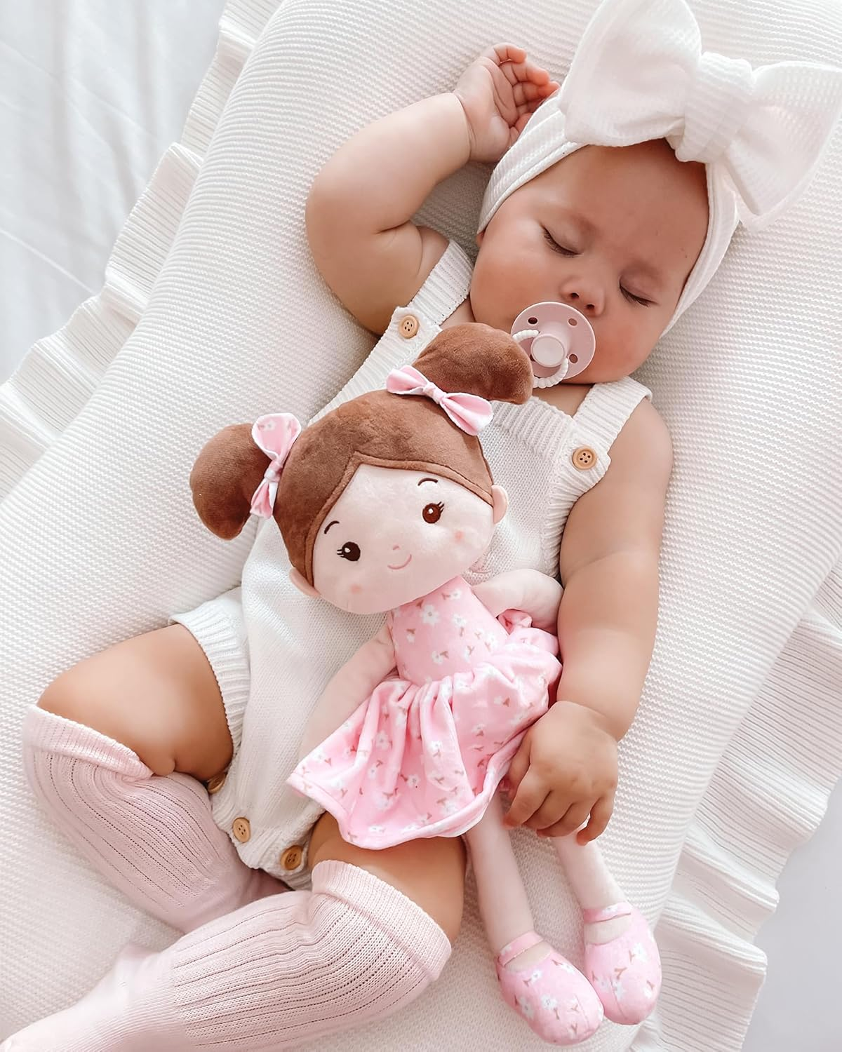 Leyadoll Soft Baby Doll Toys (12''), My First Baby Rag Doll for 1 Year-Old Girl Birthday, Leya Doll Christmas Plush Toys for Toddler Kids Infants -Florabelle-Pink image number 4