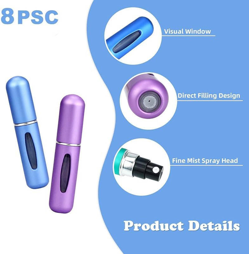 Mini Perfume Atomizer Bottles,8Pcs 5Ml Travel Perfume Mini Spray Bottle Empty Perfume Spray Bottle,Portable Atomizer Bottle Refillable Perfume Spray image number 4