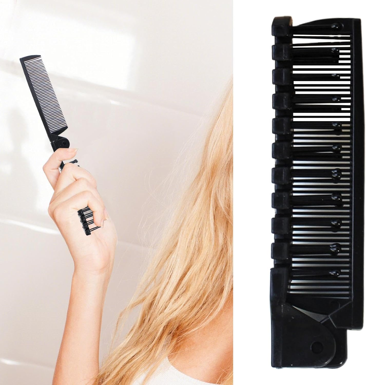 Foldable Hair Comb for Men - Folding Comb for Women, Portable Folding Comb | Double Head Massage Hairbrush, Double Headed Massage Hairbrush - Makeup Styling Tool, Compact Fine Tooth Comb, anti Static image number 6