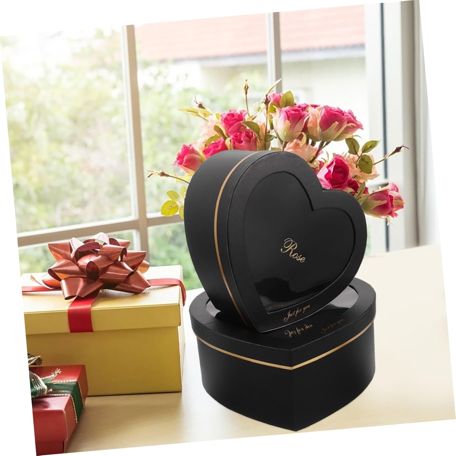 Baluue 2Pcs Valentine'S Day Box Heart Shaped Paper Box Cardboard for Flowers Lids for Perfume Makeup Case for Valentines image number 3