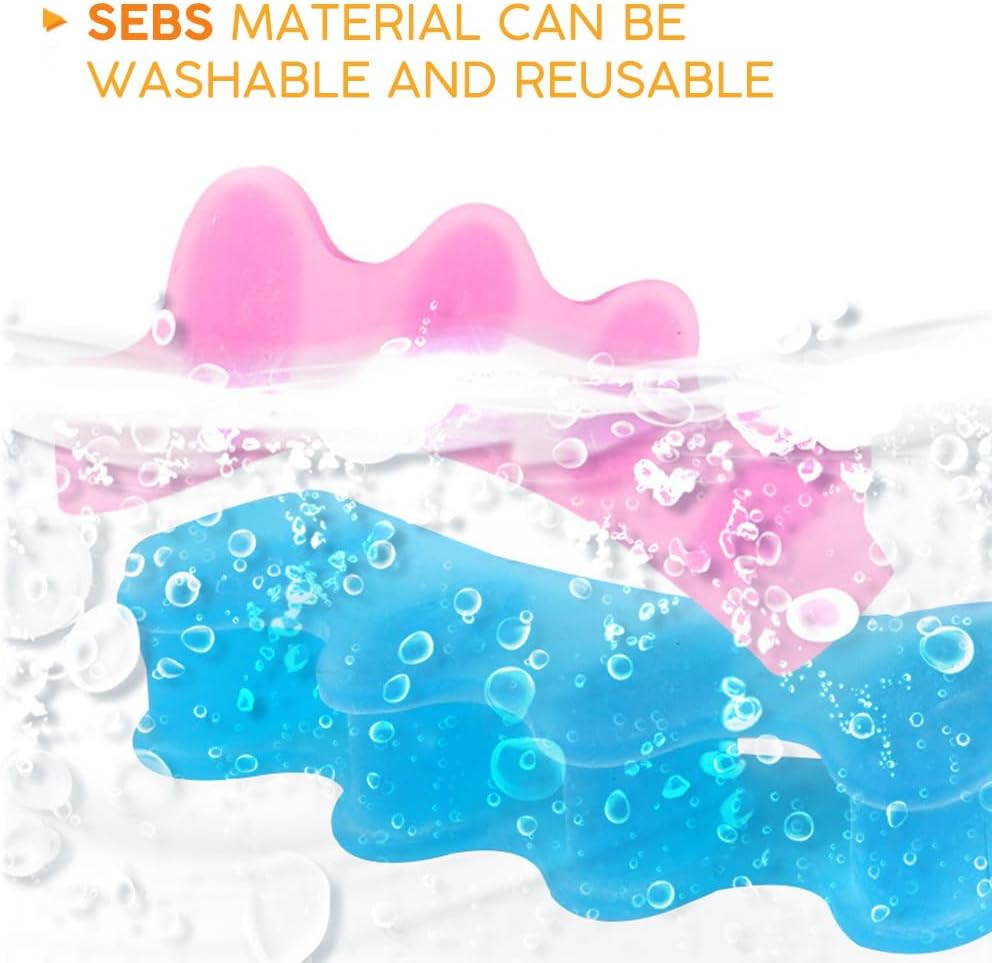 Toe Separator -Silicone Big Toe Corrector - Relieves Foot Pain, Hammer Toe, Bunions, and Curled Toe -1 Pair of Blue Adjustable Toe Separator for Both Men and Women (Blue 2PCS)