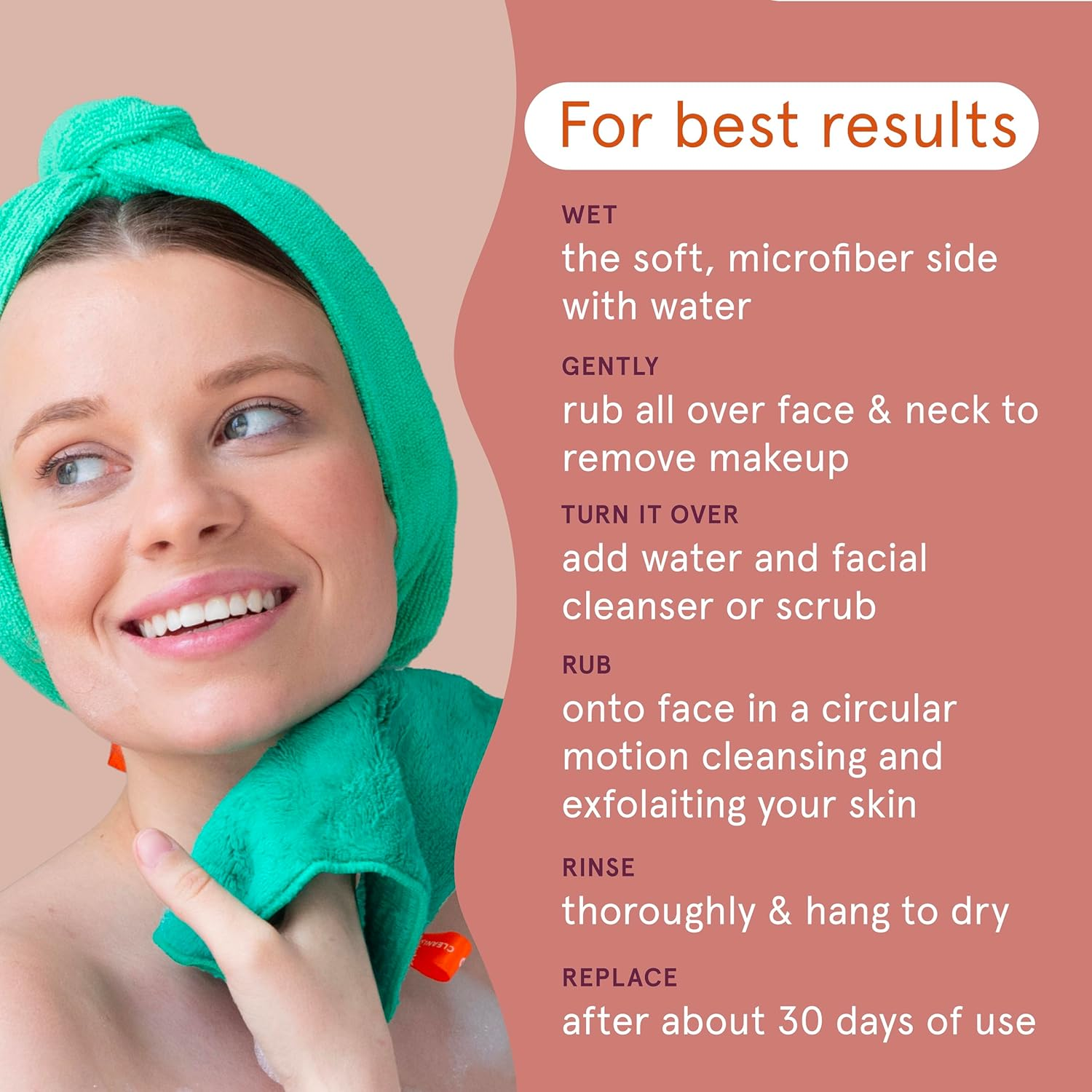 Cleanlogic Bath & Body Exfoliating Dual-Texture Face Cloths for Sensitive Skin, Assorted Colors, Removes Makeup, Oil & Dirt, Vegan Friendly - Pack of 3 image number 1